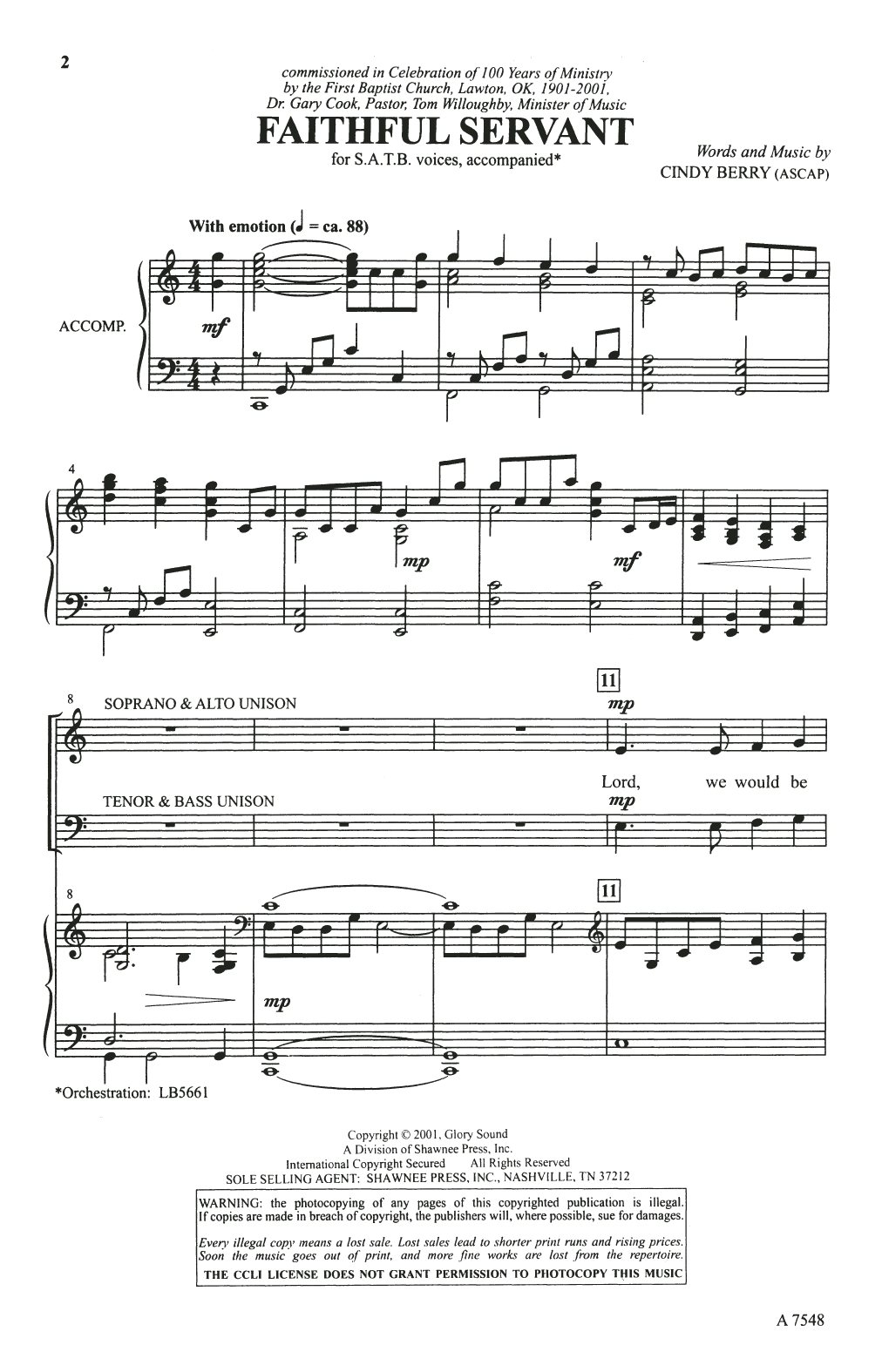 Faithful Servant (arr. David Winkler)