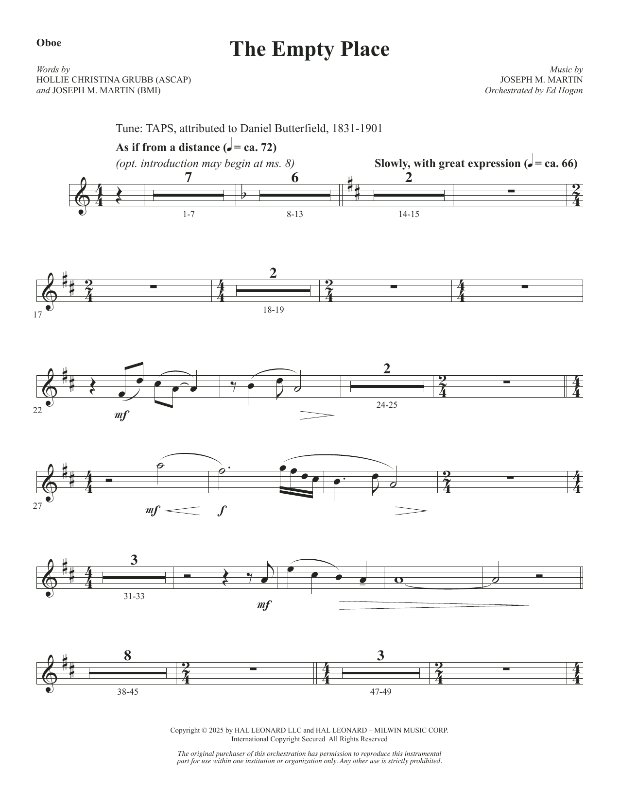 The Empty Place - Oboe