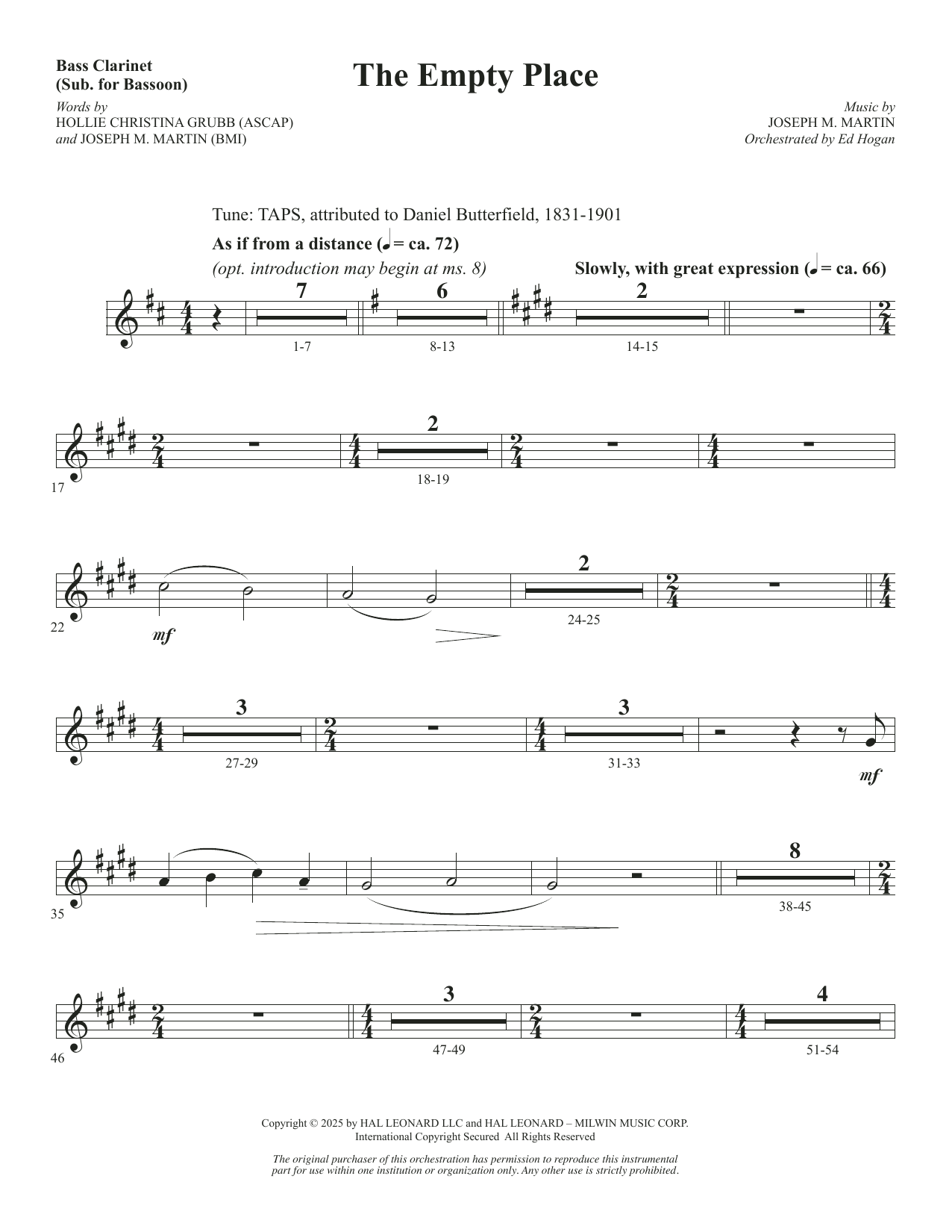 The Empty Place - Bass Clarinet (sub. Bassoon)
