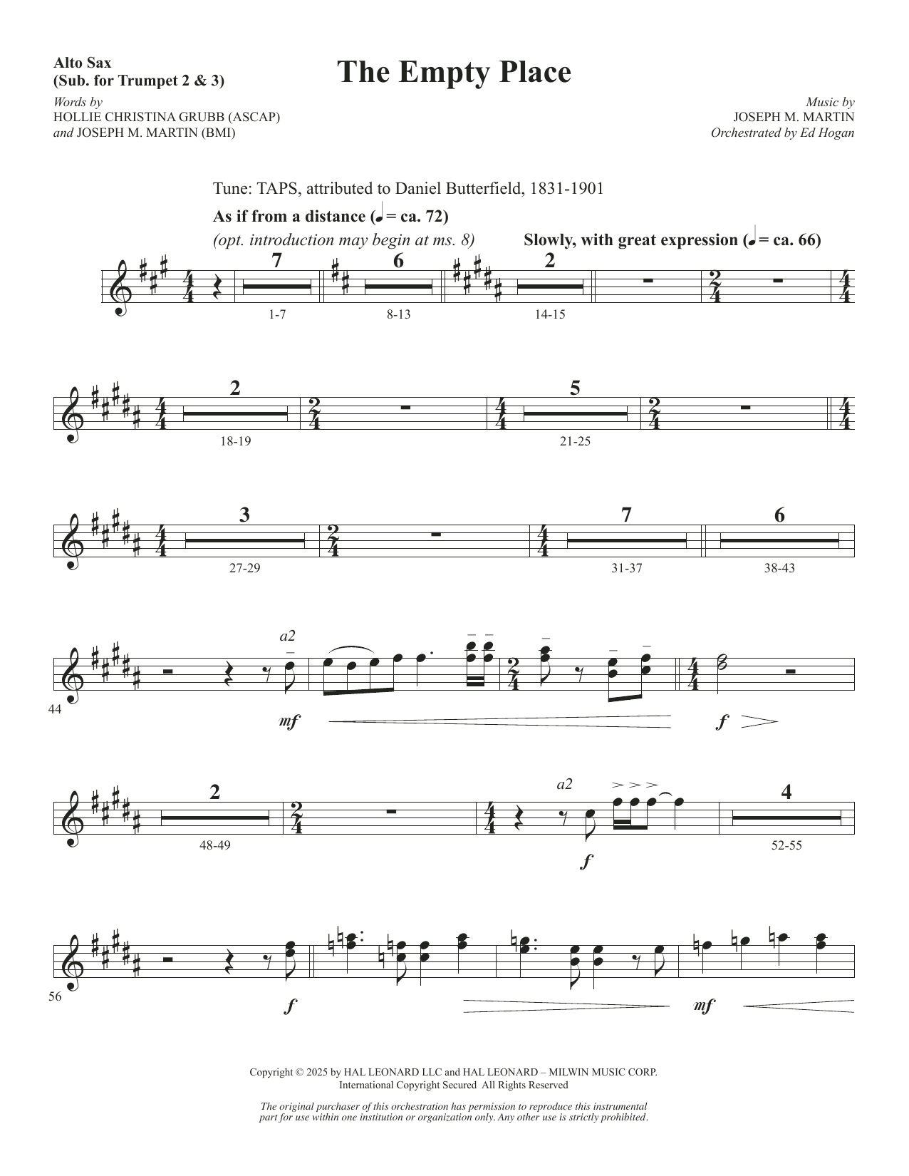 The Empty Place - Alto Sax (sub. Trumpet 2-3)