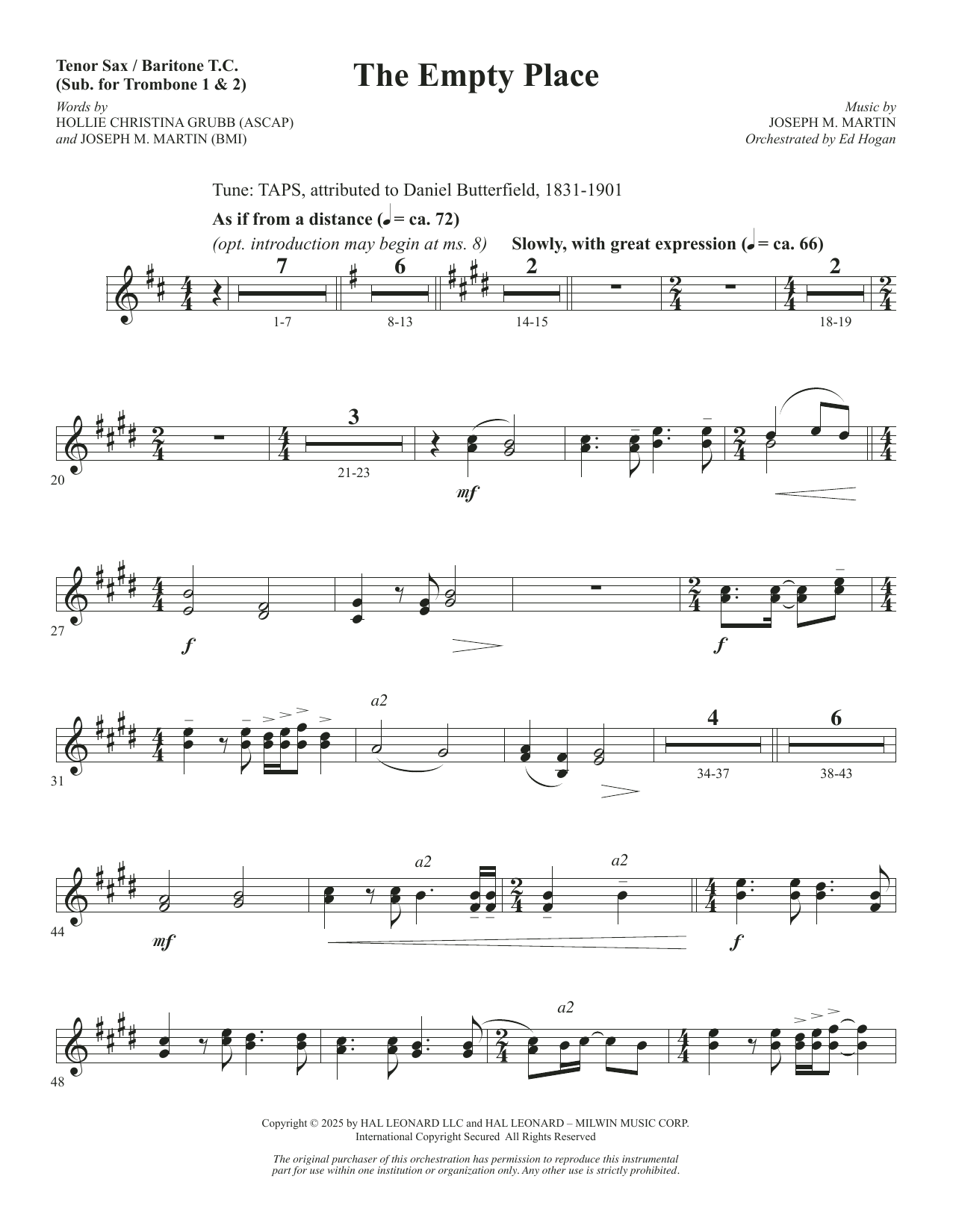 The Empty Place - Tenor Sax/BariTC (sub Tbn 1-2)