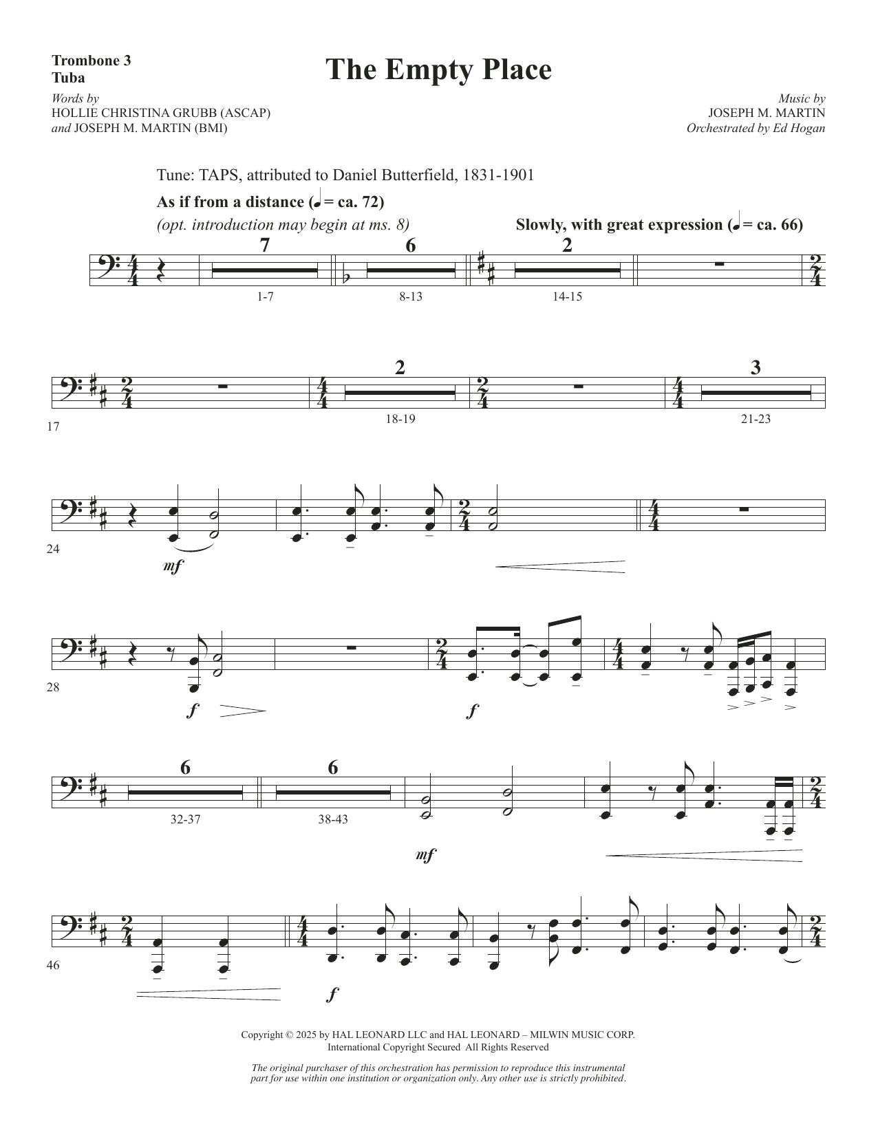 The Empty Place - Trombone 3/Tuba