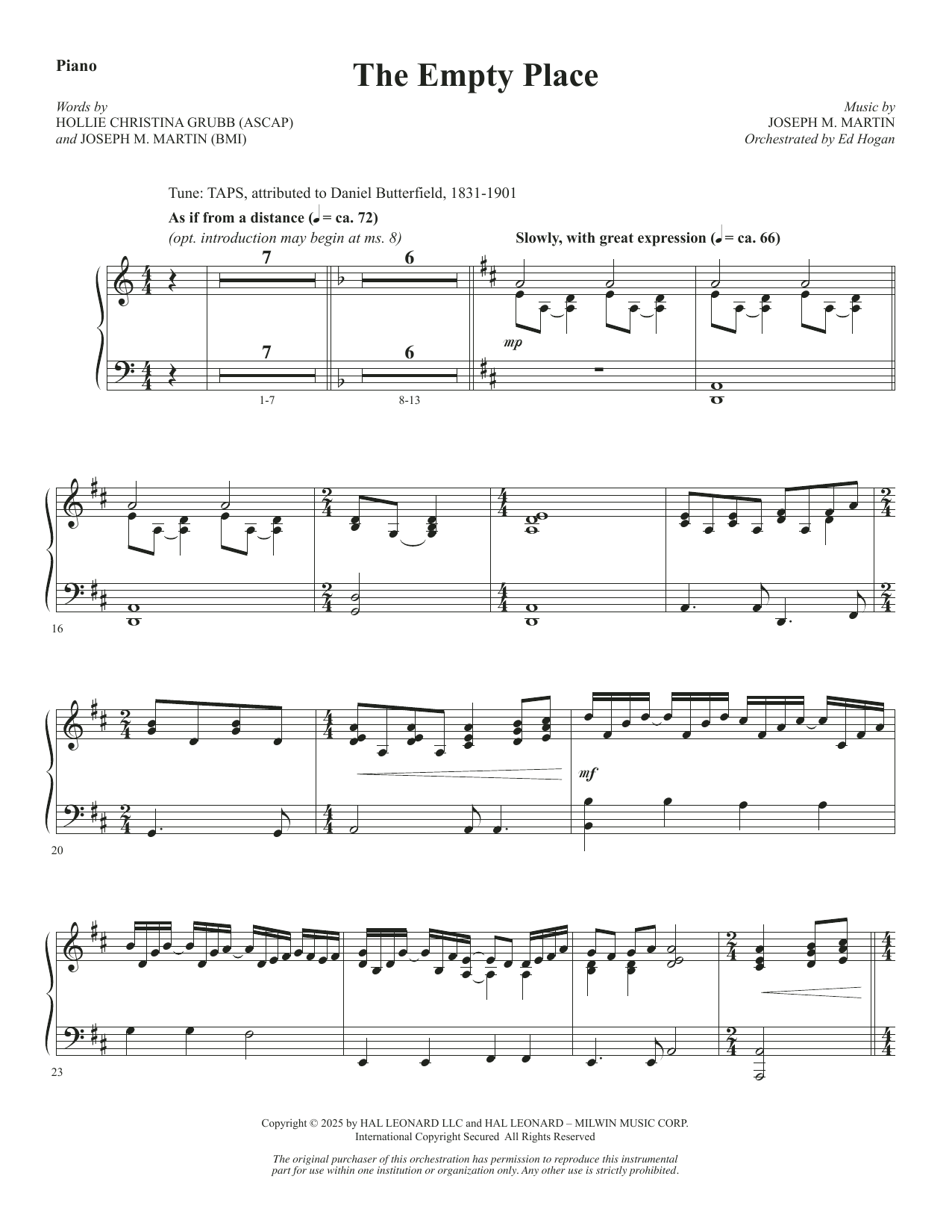 The Empty Place - Piano