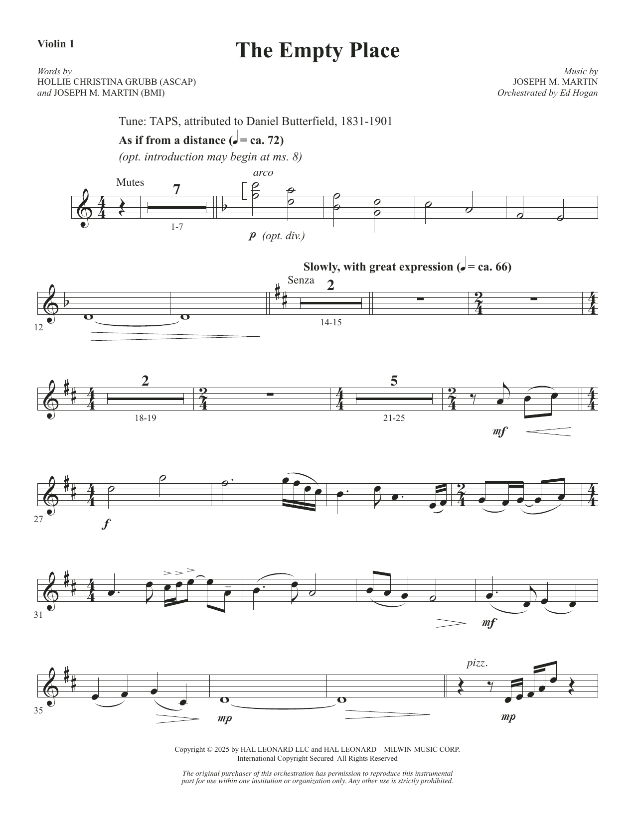 The Empty Place - Violin 1