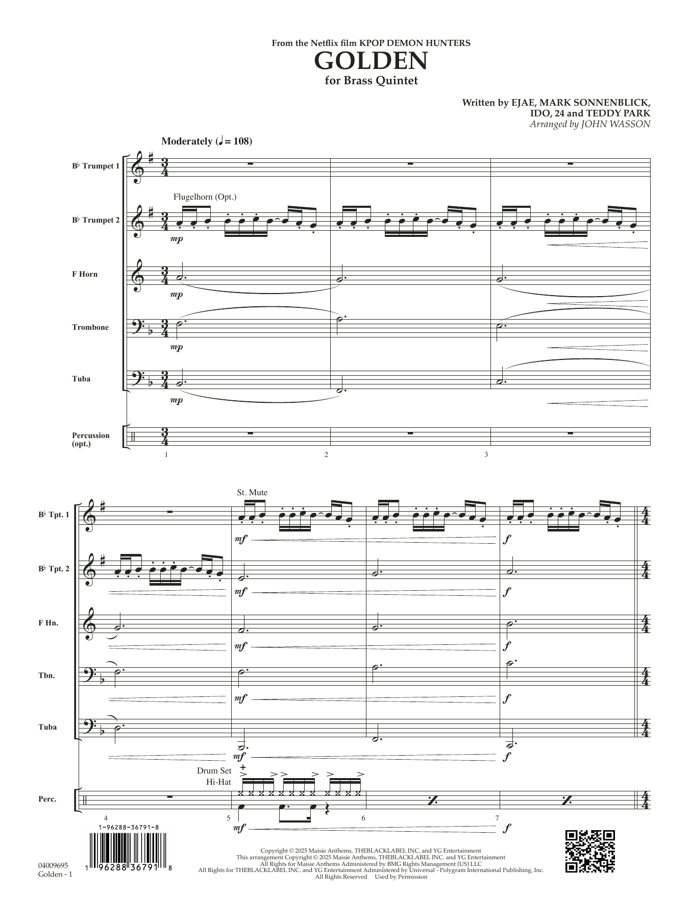 Golden (from KPop Demon Hunters) (arr. John Wasson) - Full Score