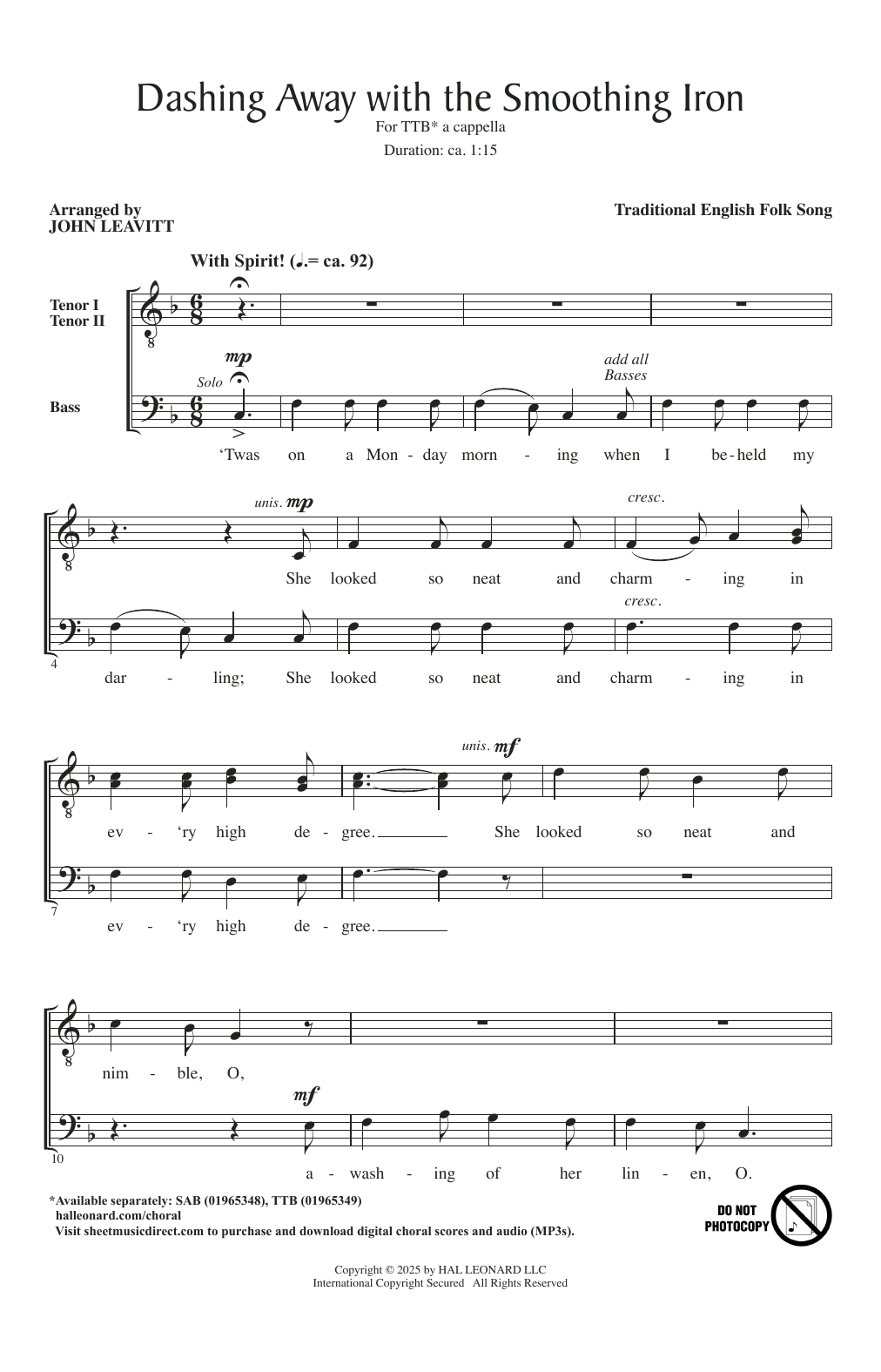 Dashing Away With The Smoothing Iron (arr. John Leavitt)