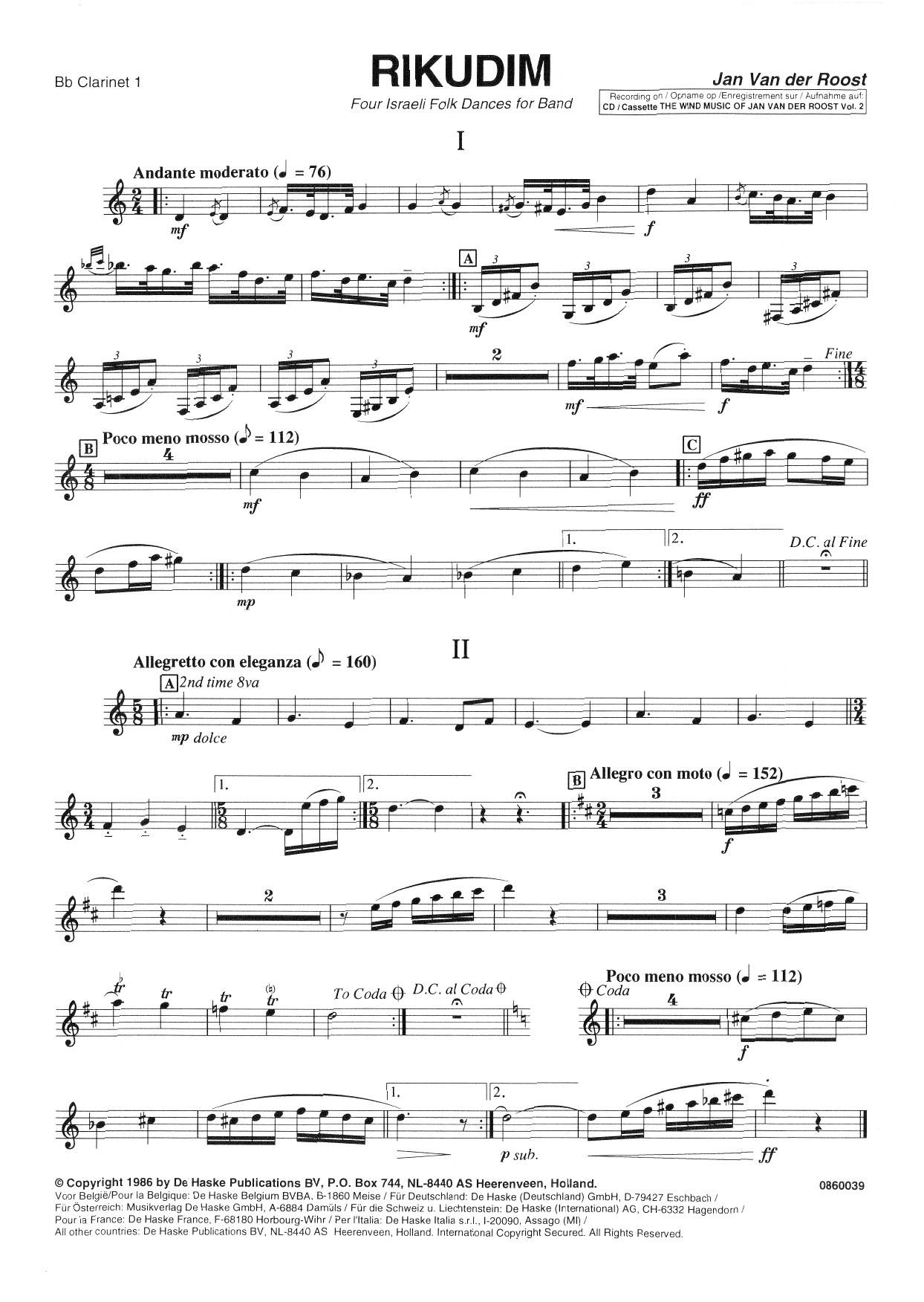 Rikudim - Bb Clarinet 1