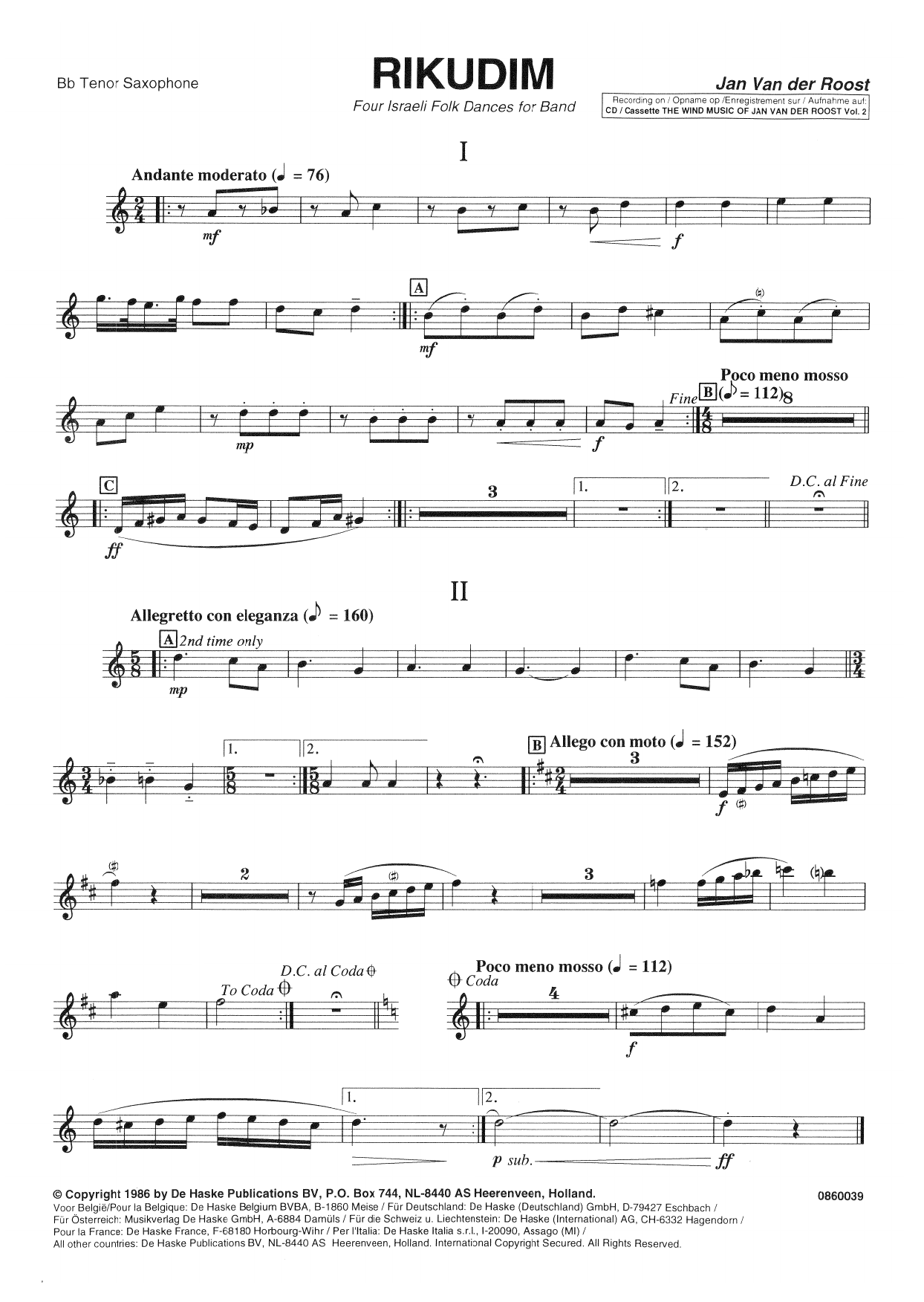 Rikudim - Bb Tenor Saxophone