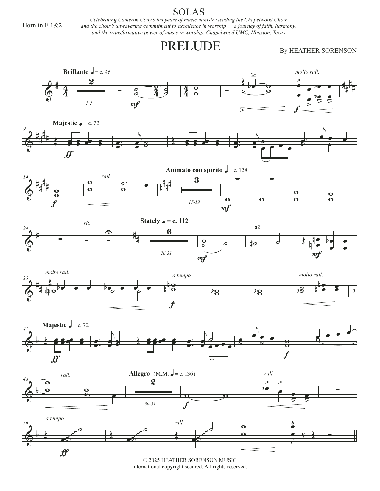 Solas (Full Orchestra) - F Horn 1 & 2