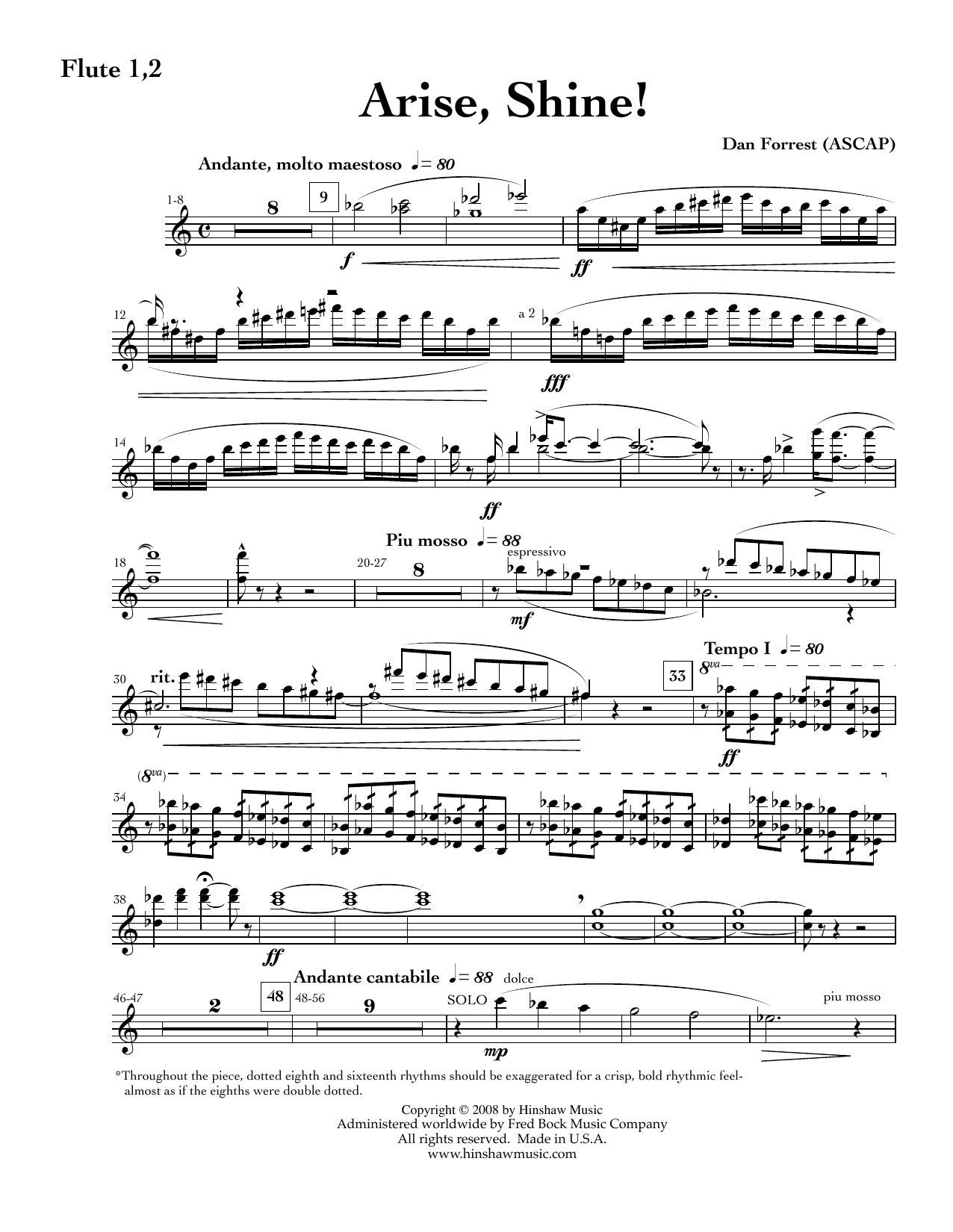 Arise, Shine - Flute 1 2: Choral Instrumental Pak