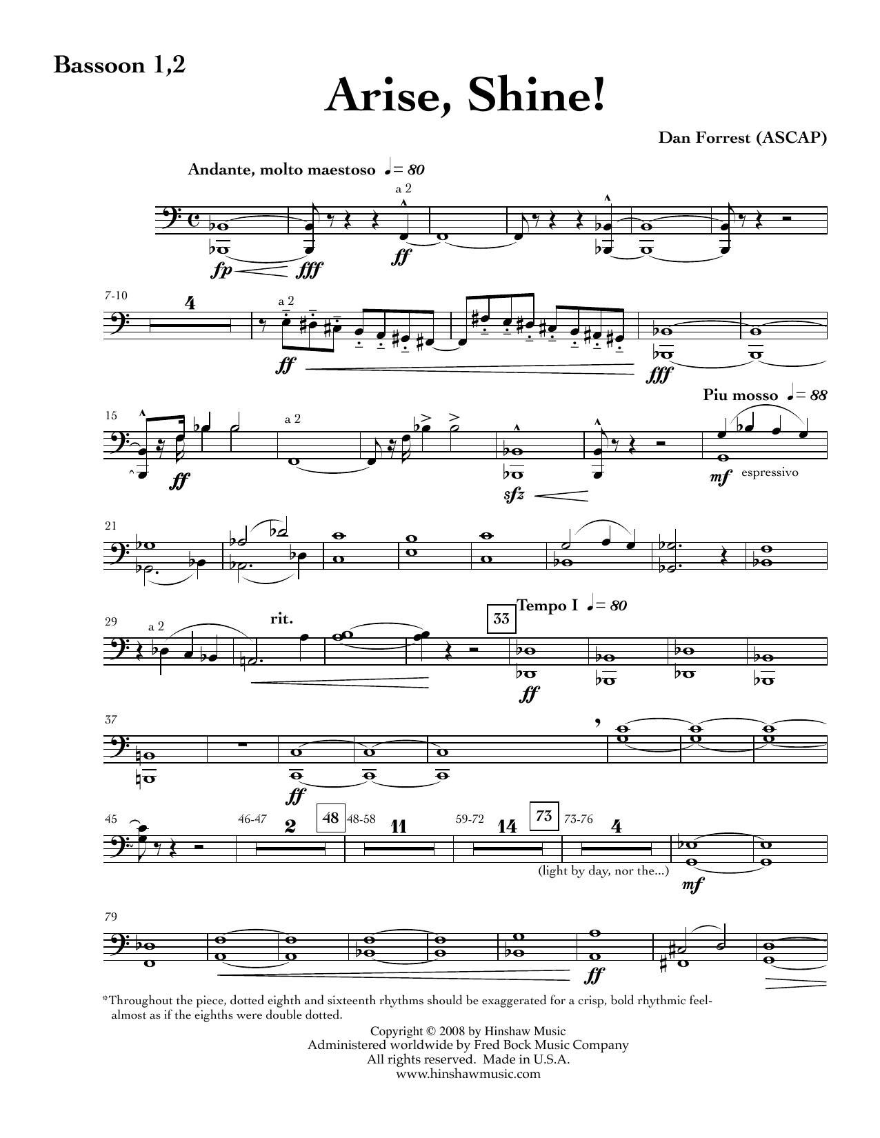 Arise, Shine - Bassoon 1,2: Choral Instrumental Pak