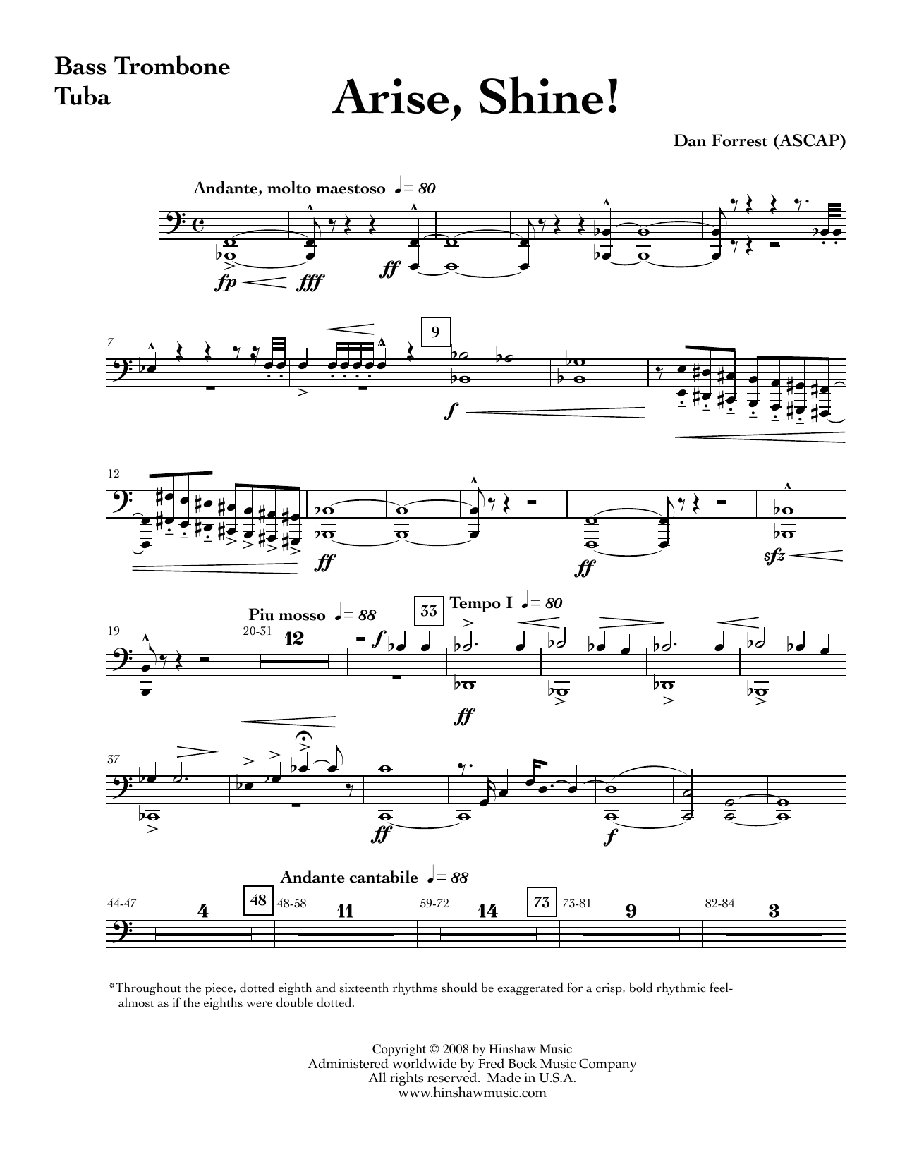 Arise, Shine - Bass Trombone/Tuba: Choral Instrumental Pak