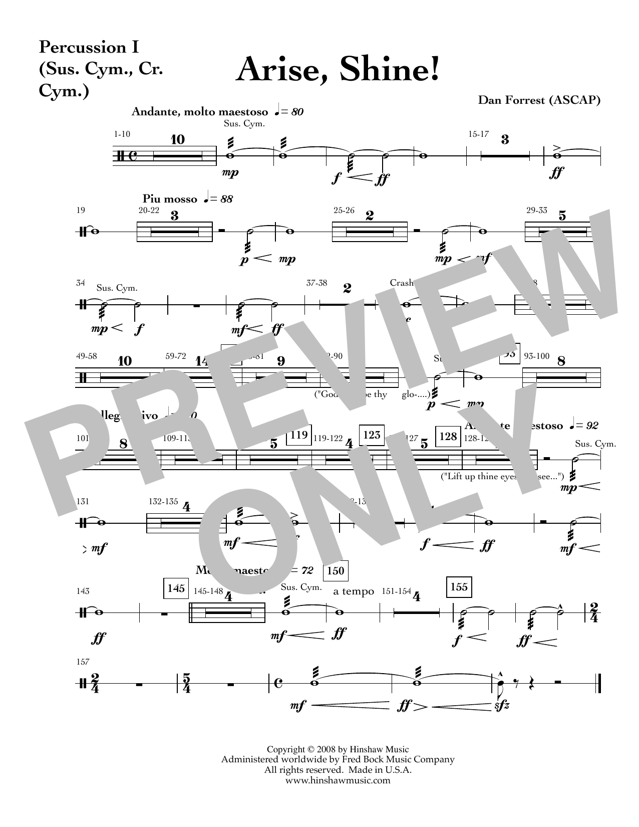 Arise, Shine - Percussion 1: Choral Instrumental Pak