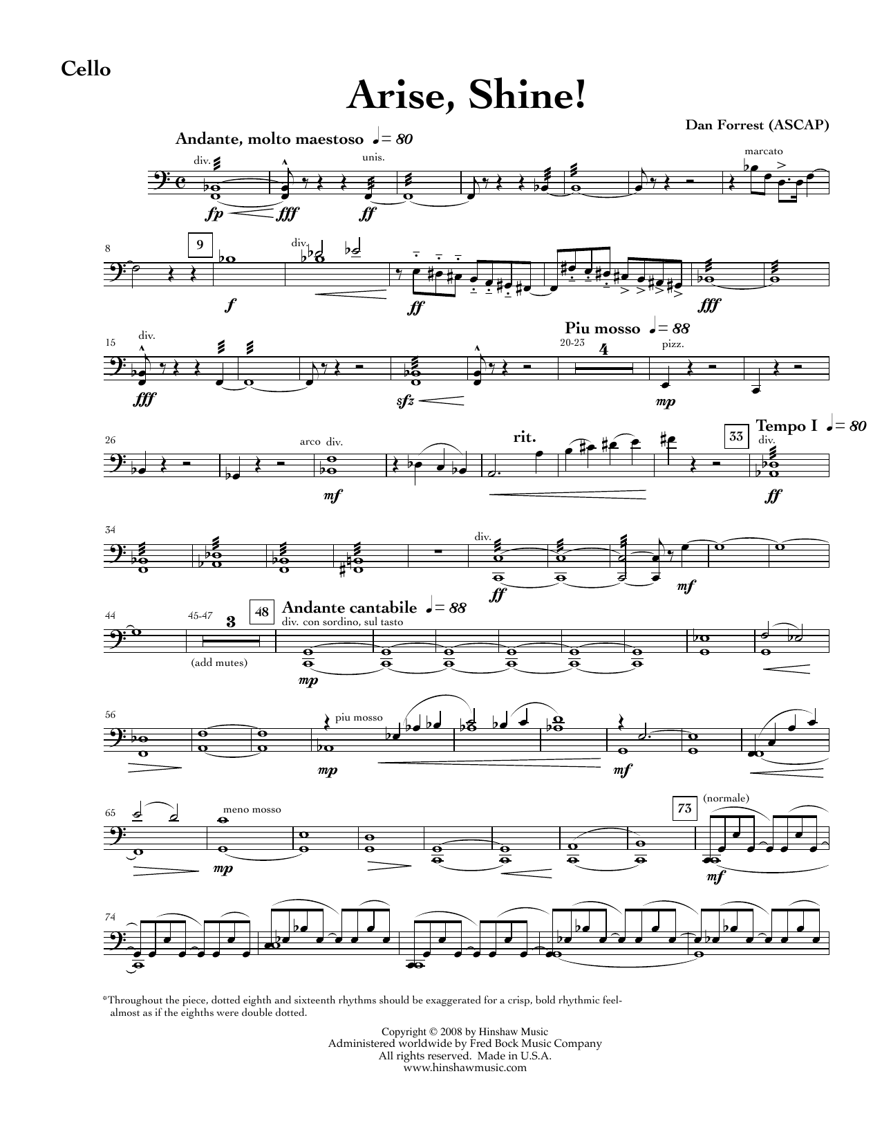 Arise, Shine - Double Bass: Choral Instrumental Pak