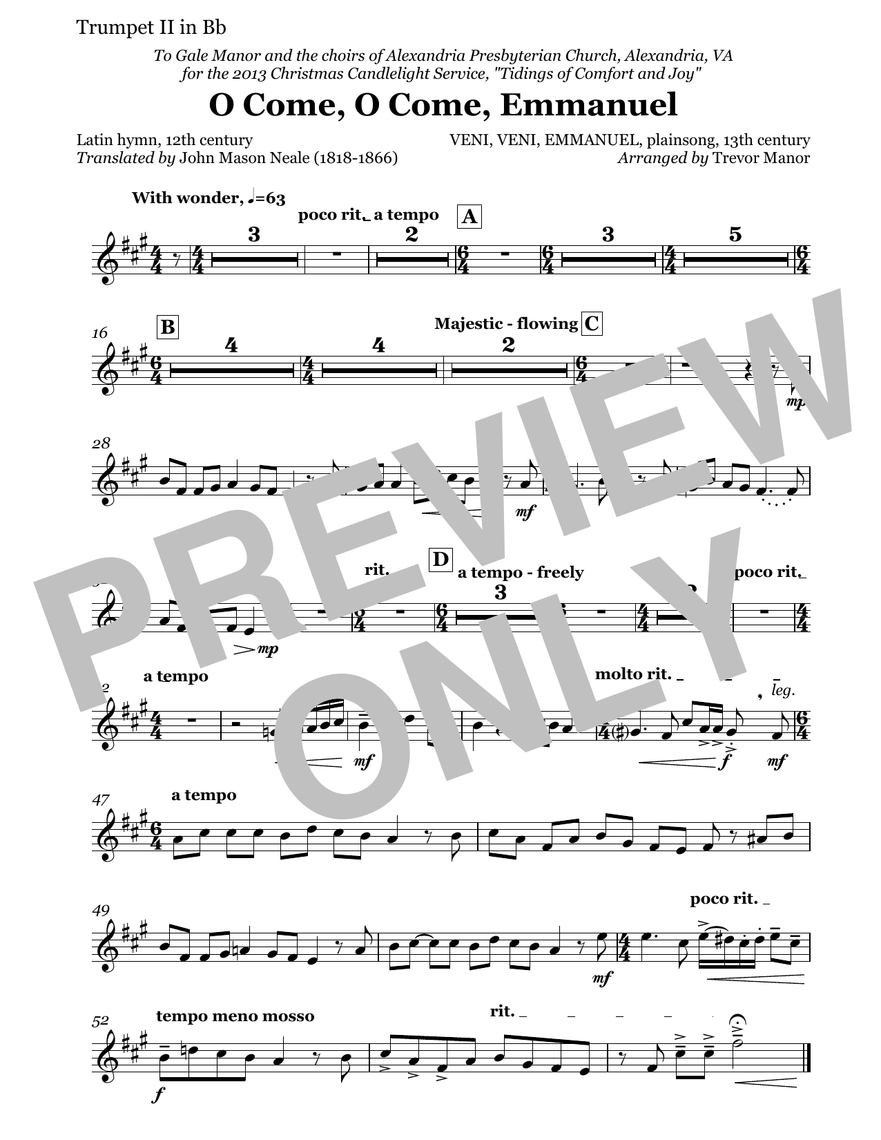 O Come, O Come, Emmanuel - Trumpet 2 in Bb: Choral Instrumental Pak