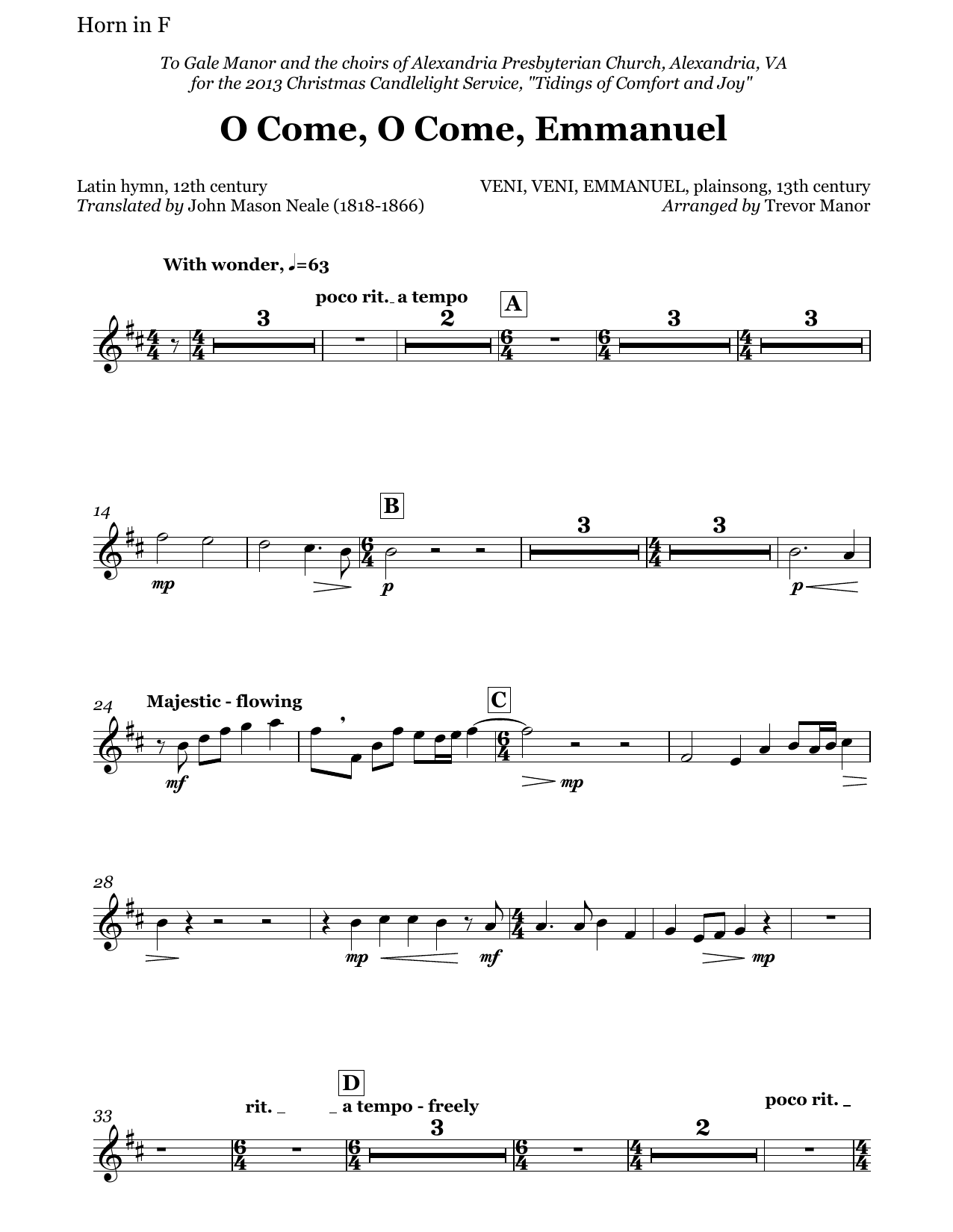 O Come, O Come, Emmanuel - Horn in F: Choral Instrumental Pak