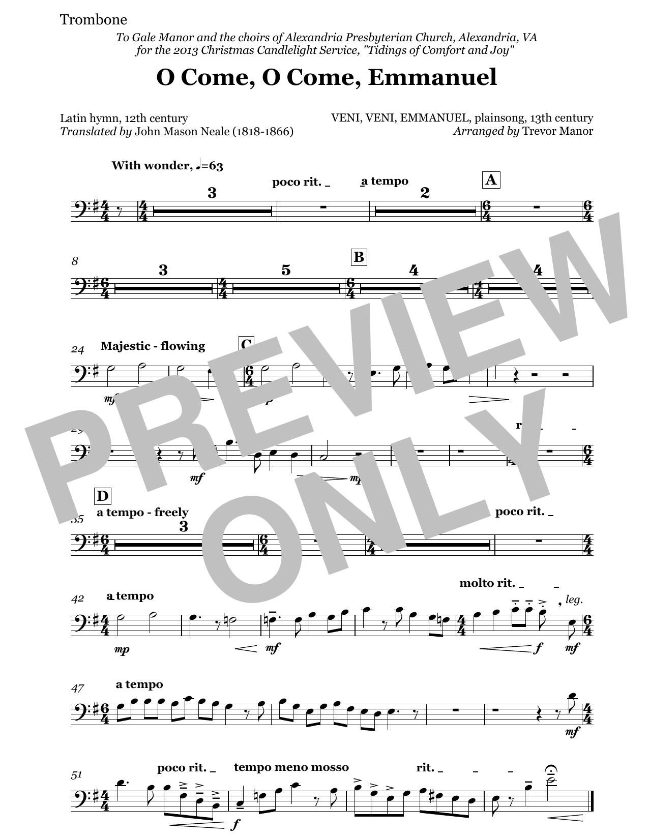 O Come, O Come, Emmanuel - Trombone: Choral Instrumental Pak