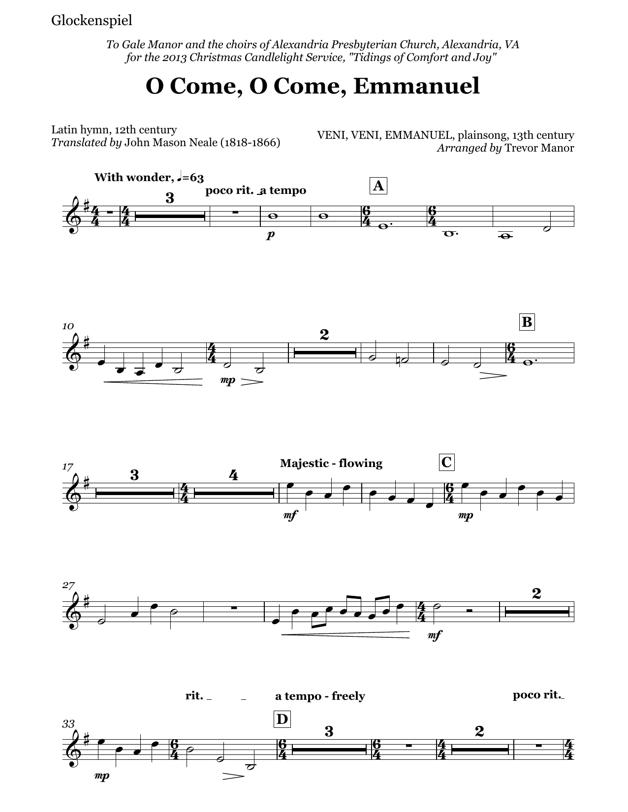 O Come, O Come, Emmanuel - Glockenspiel: Choral Instrumental Pak