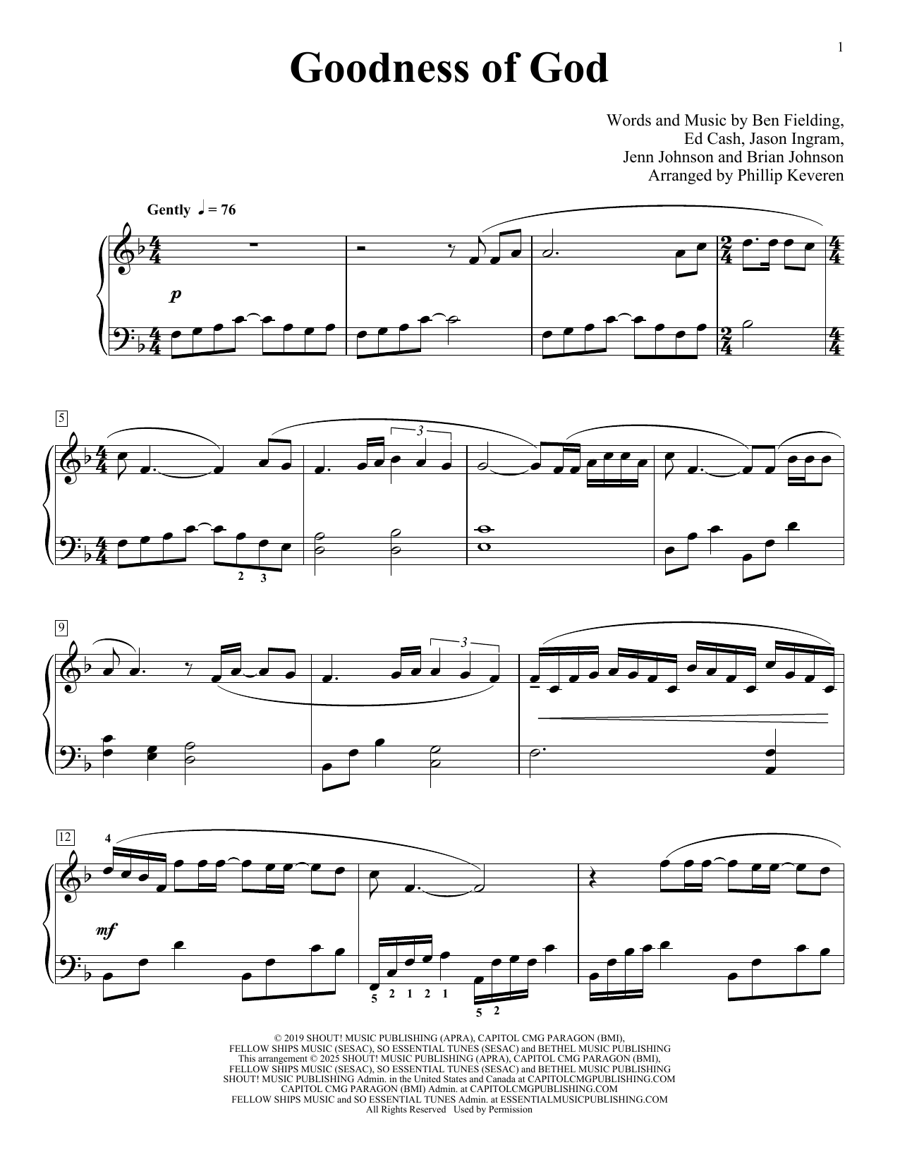 Goodness of God (arr. Phillip Keveren)