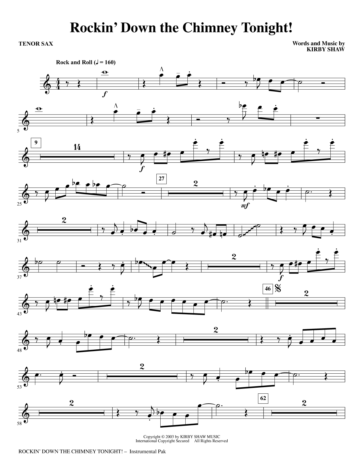 Rockin' Down The Chimney Tonight! - Tenor Sax