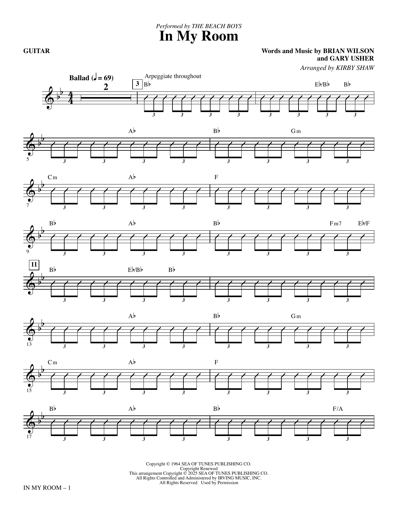 In My Room (arr. Kirby Shaw) - Guitar