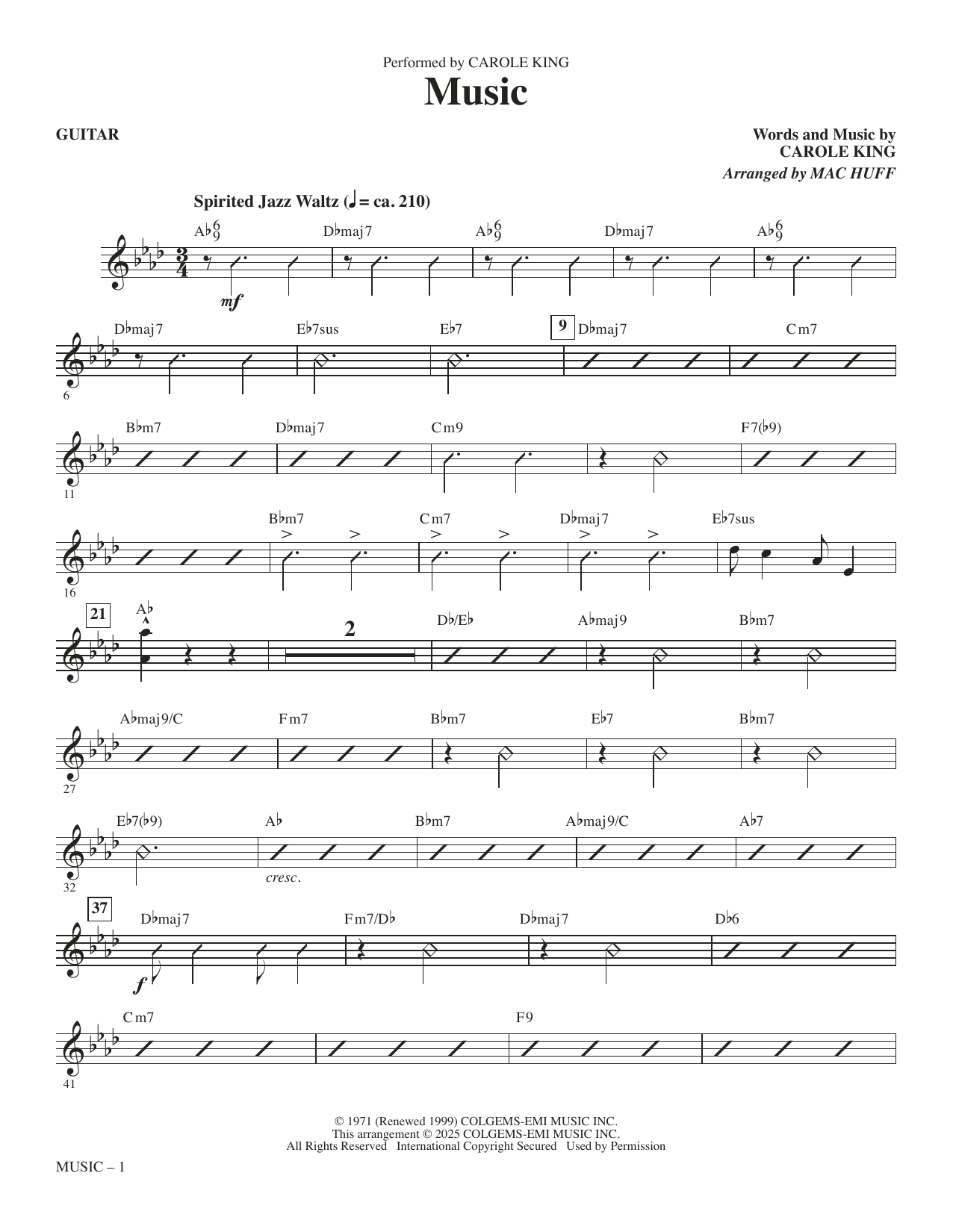 Music (arr. Mac Huff) - Guitar