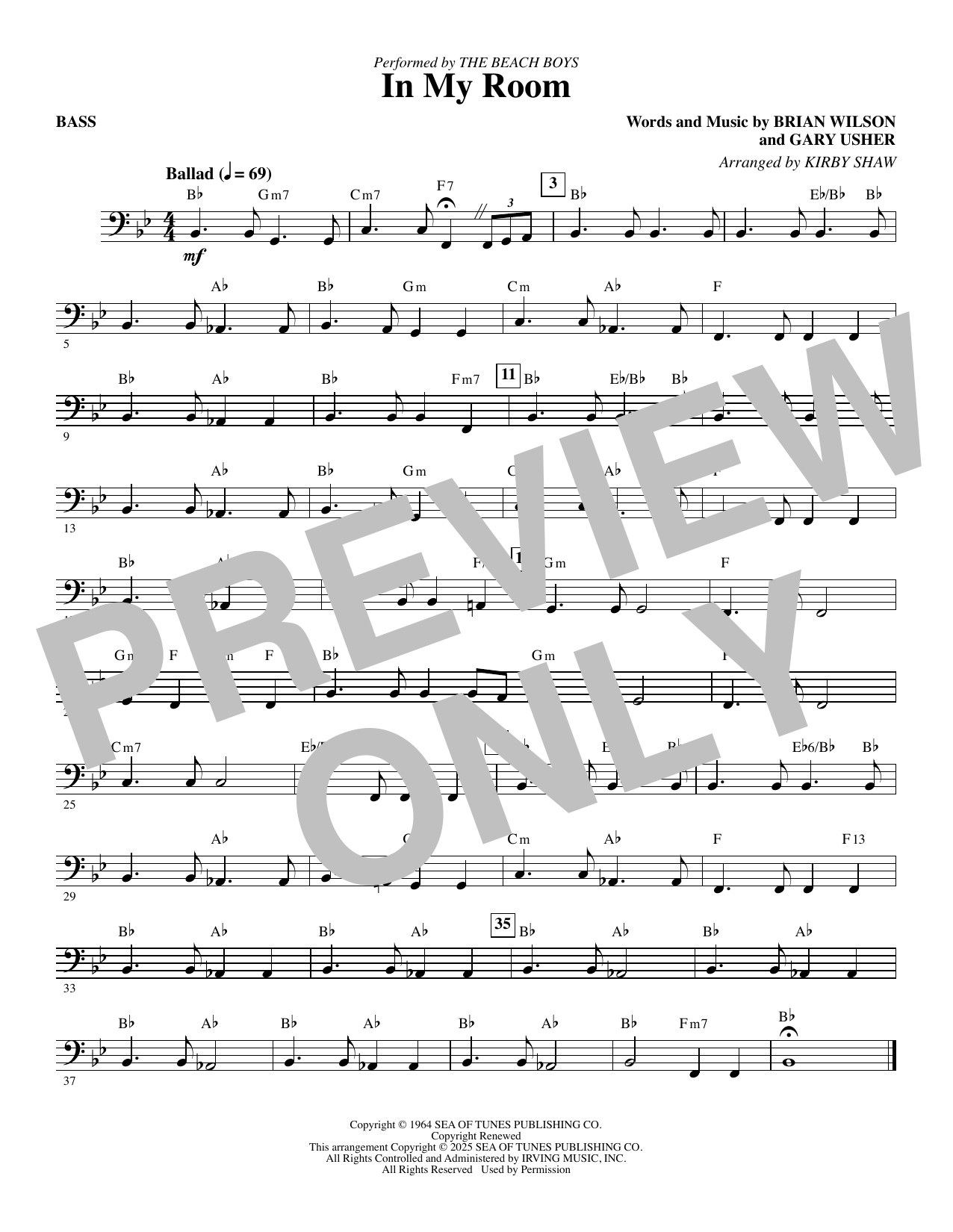 In My Room (arr. Kirby Shaw) - Bass