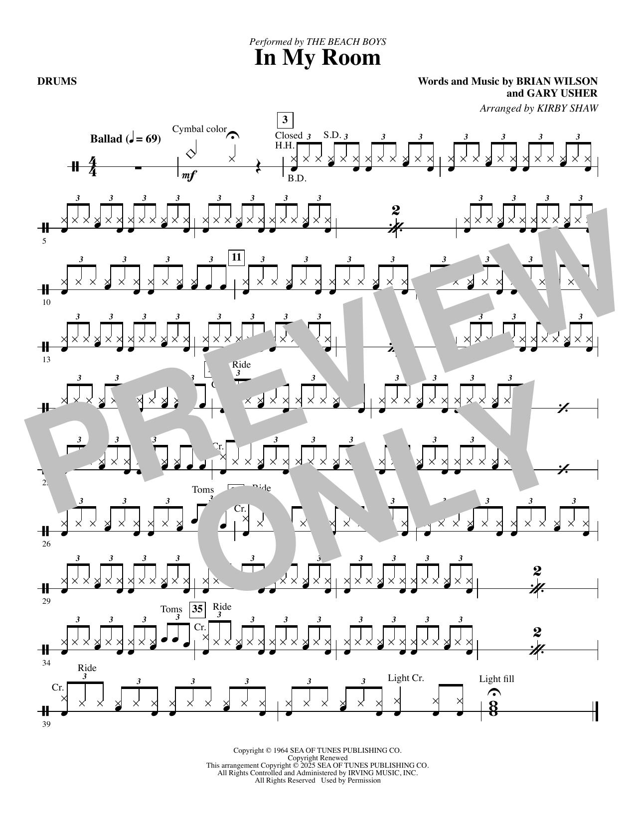 In My Room (arr. Kirby Shaw) - Drums