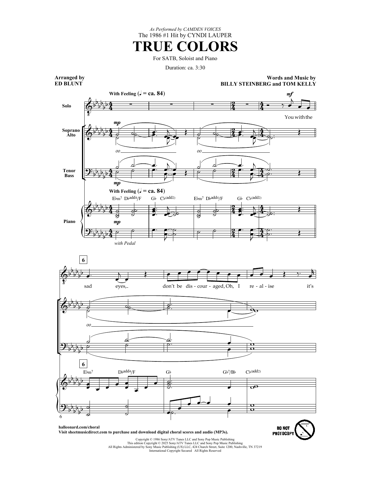 True Colors (arr. Ed Blunt)