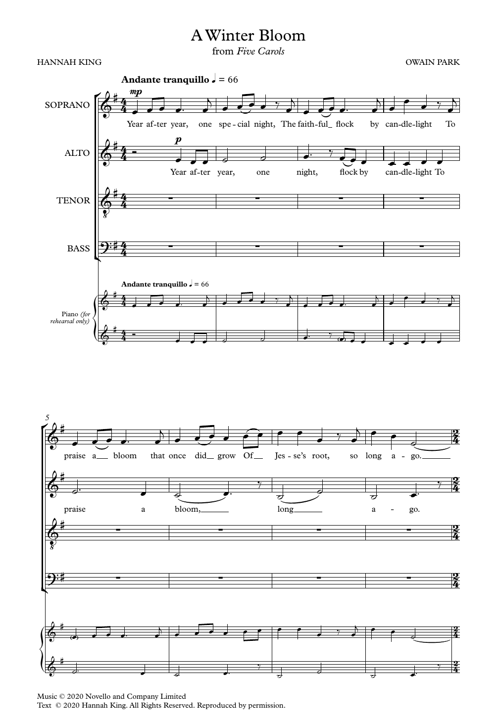 A Winter Bloom: SATB Choral Octavo