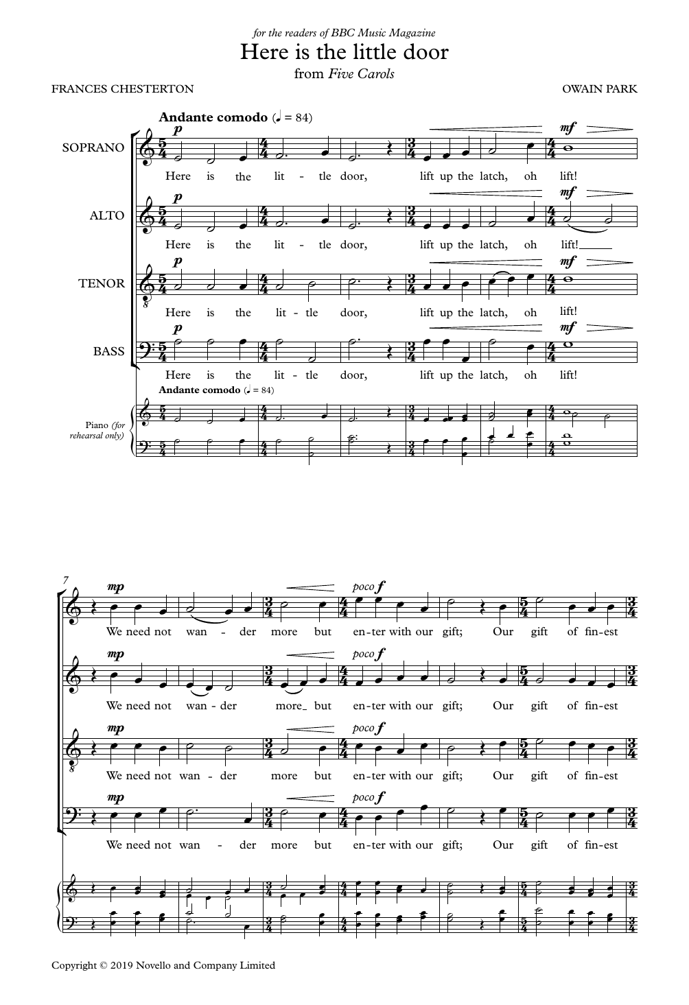 Here Is The Little Door: SATB Choral Octavo