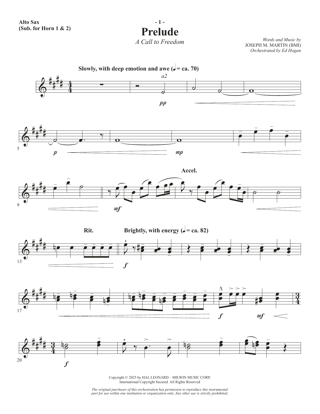 The Four Freedoms - Alto Sax (sub. Horn 1 & 2)