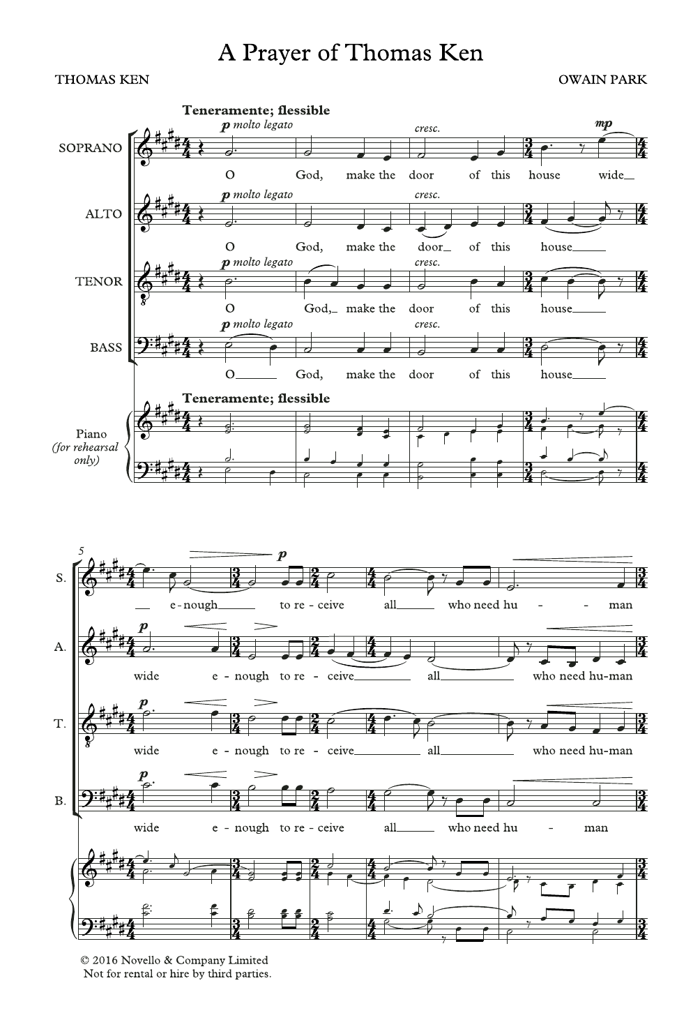 Prayer Of Thomas Ken: SATB Choral Octavo