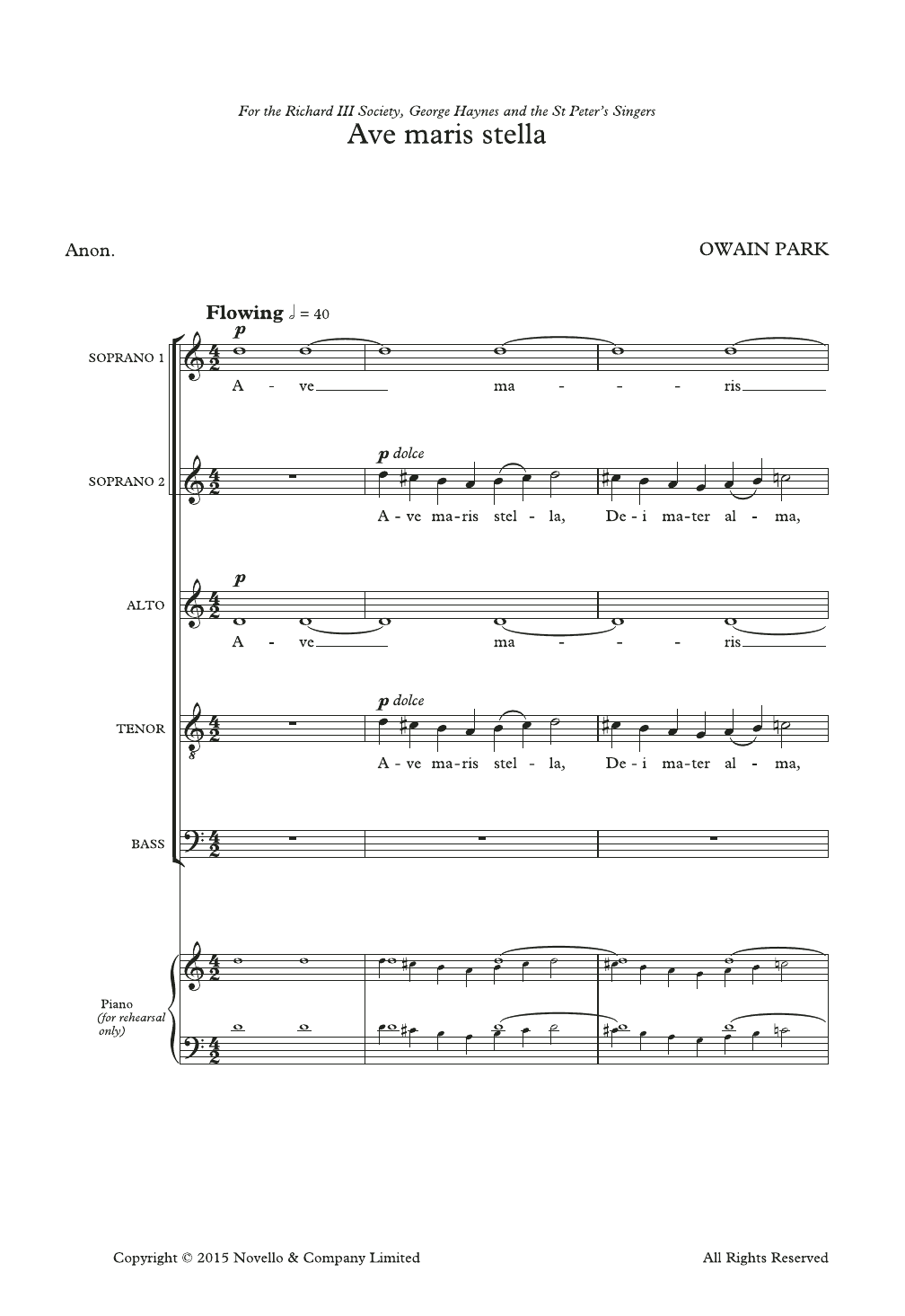 Ave Maris Stella: SATB Choral Octavo