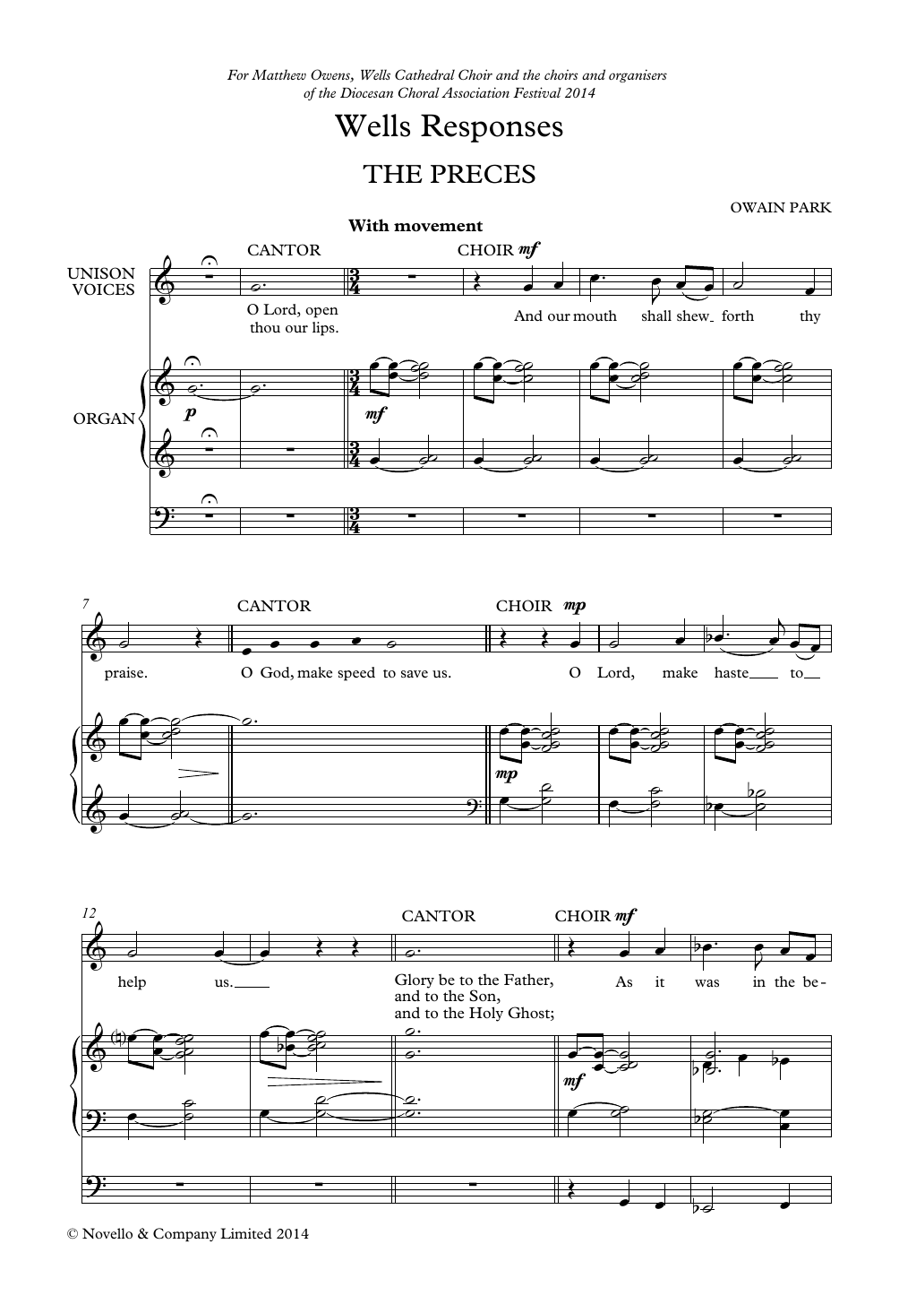 Wells Responses: Unison Choral Octavo