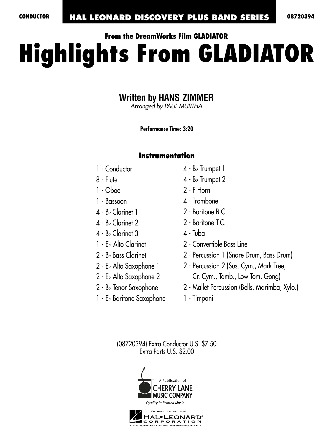 Highlights from Gladiator (arr. Paul Murtha) - Full Score