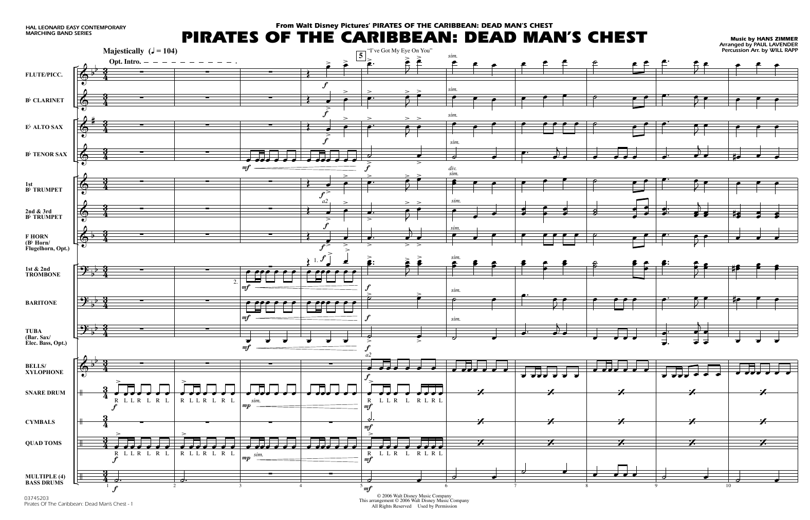Pirates of the Caribbean: Dead Man's Chest (arr. Lavender & Rapp