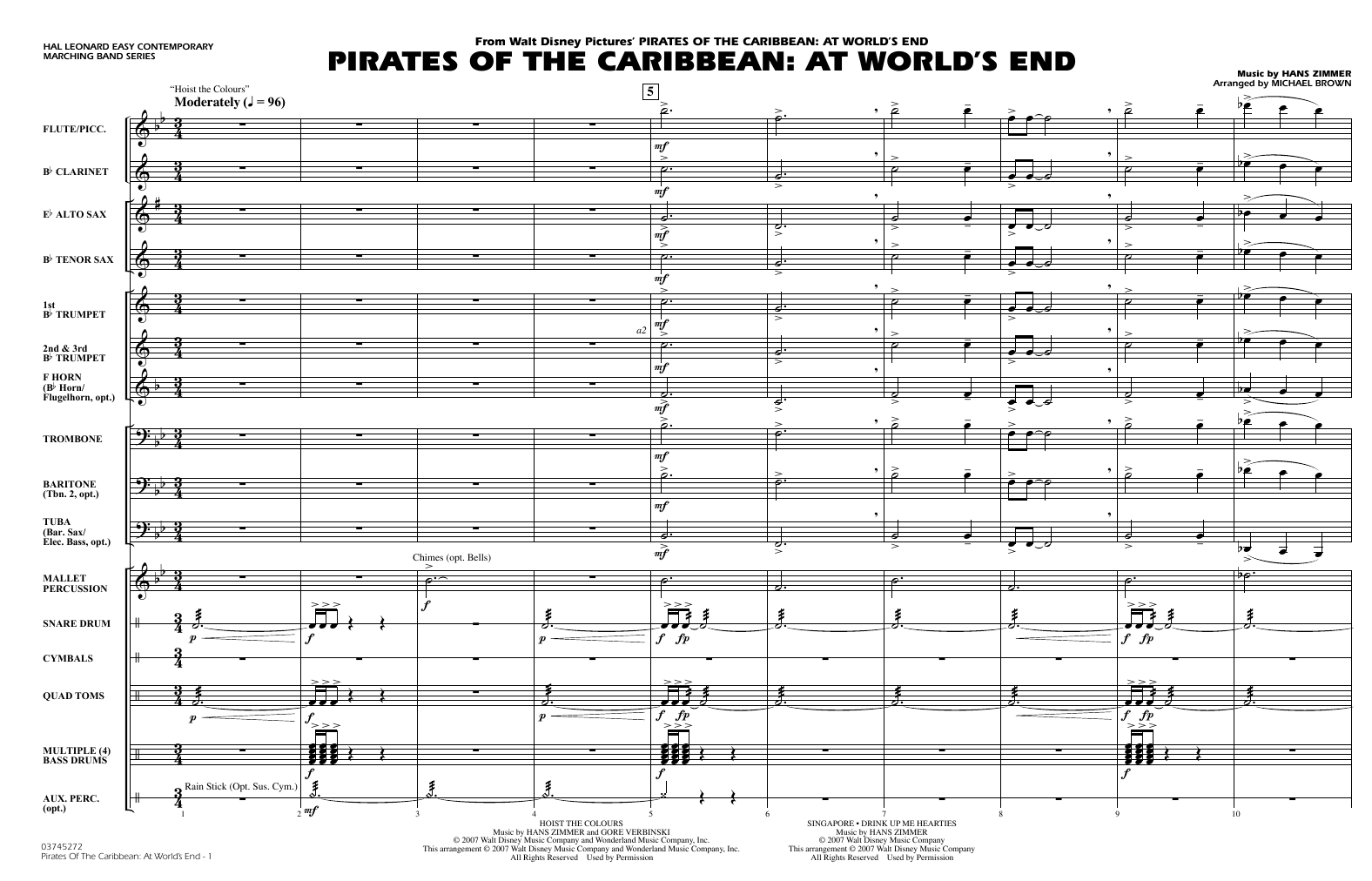 Pirates of the Caribbean: At World's End (arr. Brown) - Full Score