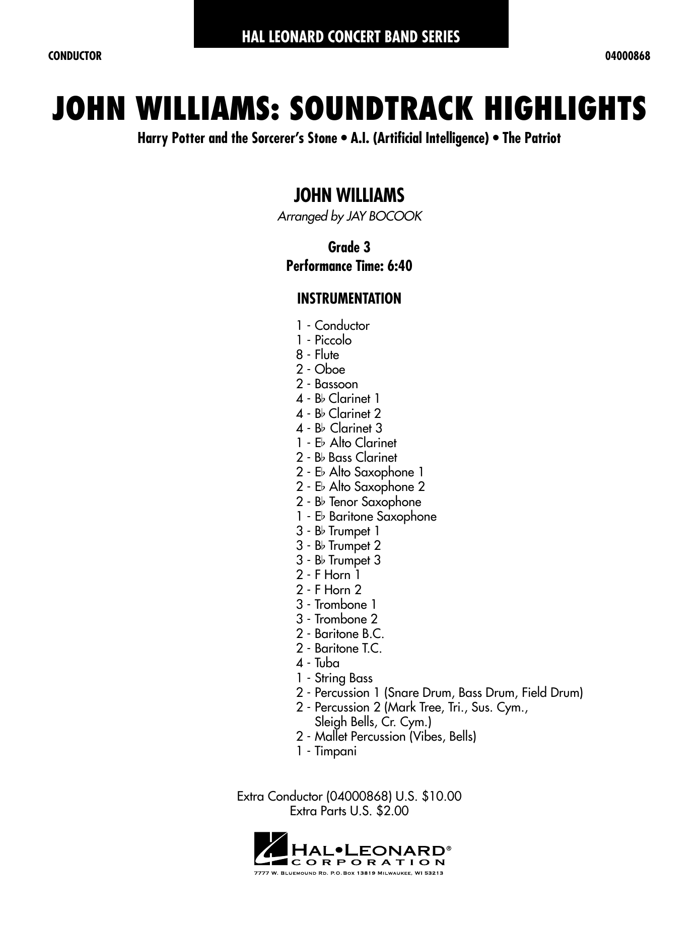 John Williams: Soundtrack Highlights (arr. Jay Bocook) - Conductor Score (Full Score)