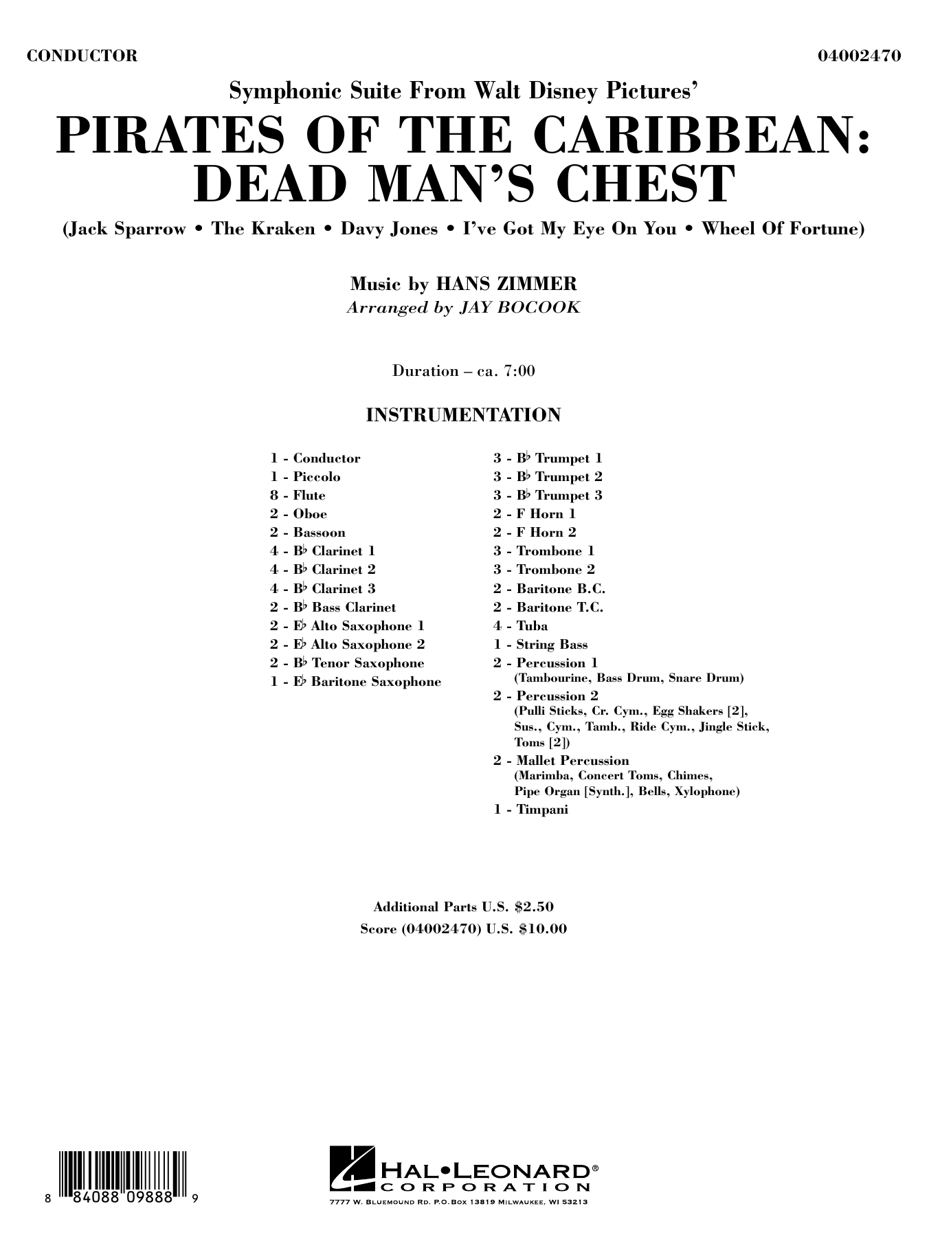 Symphonic Suite from Pirates of the Caribbean: Dead Man's Chest (arr.Bocook) - Full Score