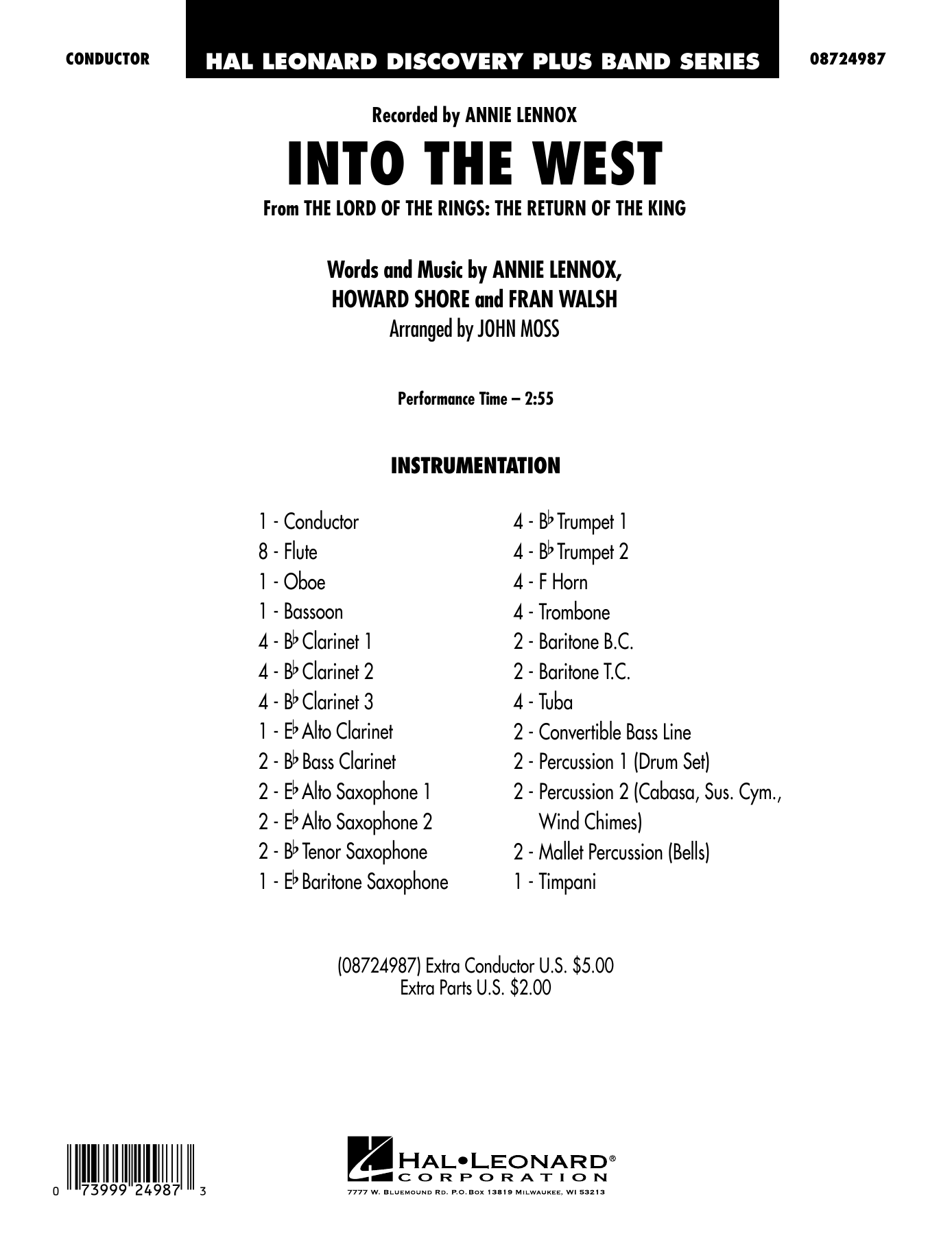 Into The West (from Lord of the Rings: The Return of the King) - Conductor Score (Full Score)
