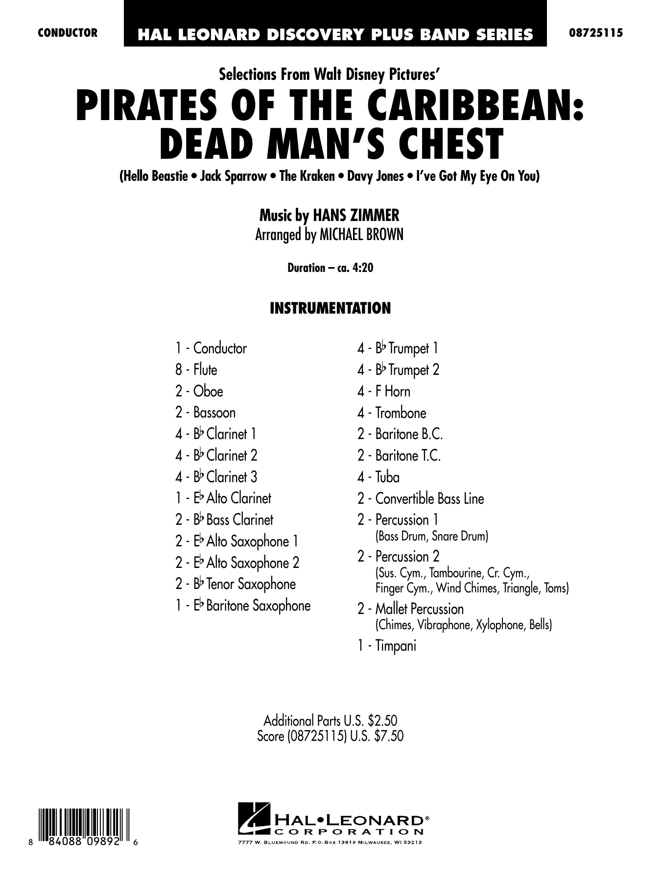 Pirates of the Caribbean: Dead Man's Chest (Selections from) (arr. Michael Brown)