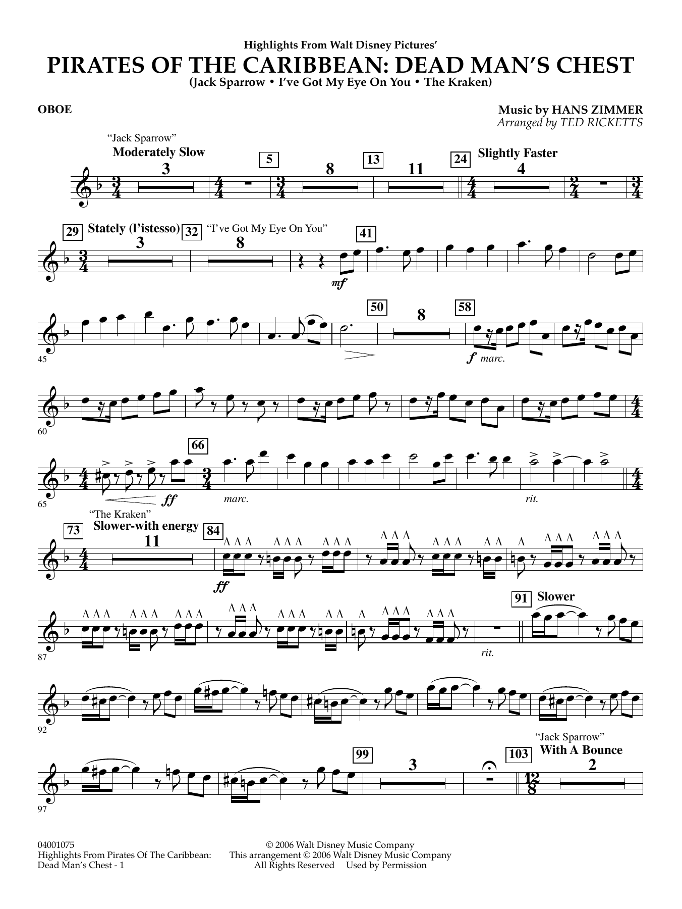 Highlights from Pirates Of The Caribbean: Dead Man's Chest - Oboe