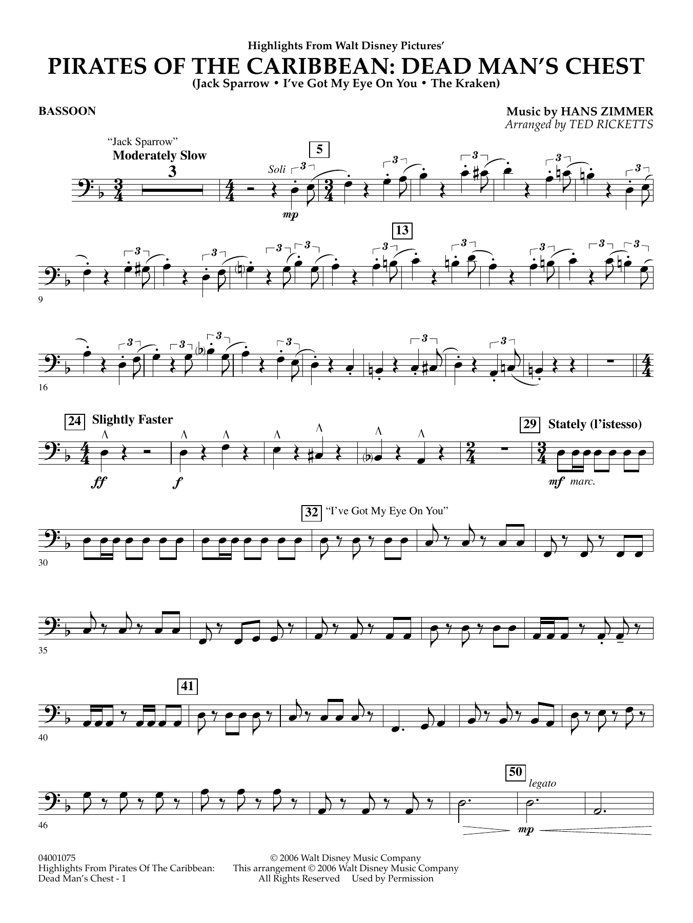 Highlights from Pirates Of The Caribbean: Dead Man's Chest - Bassoon