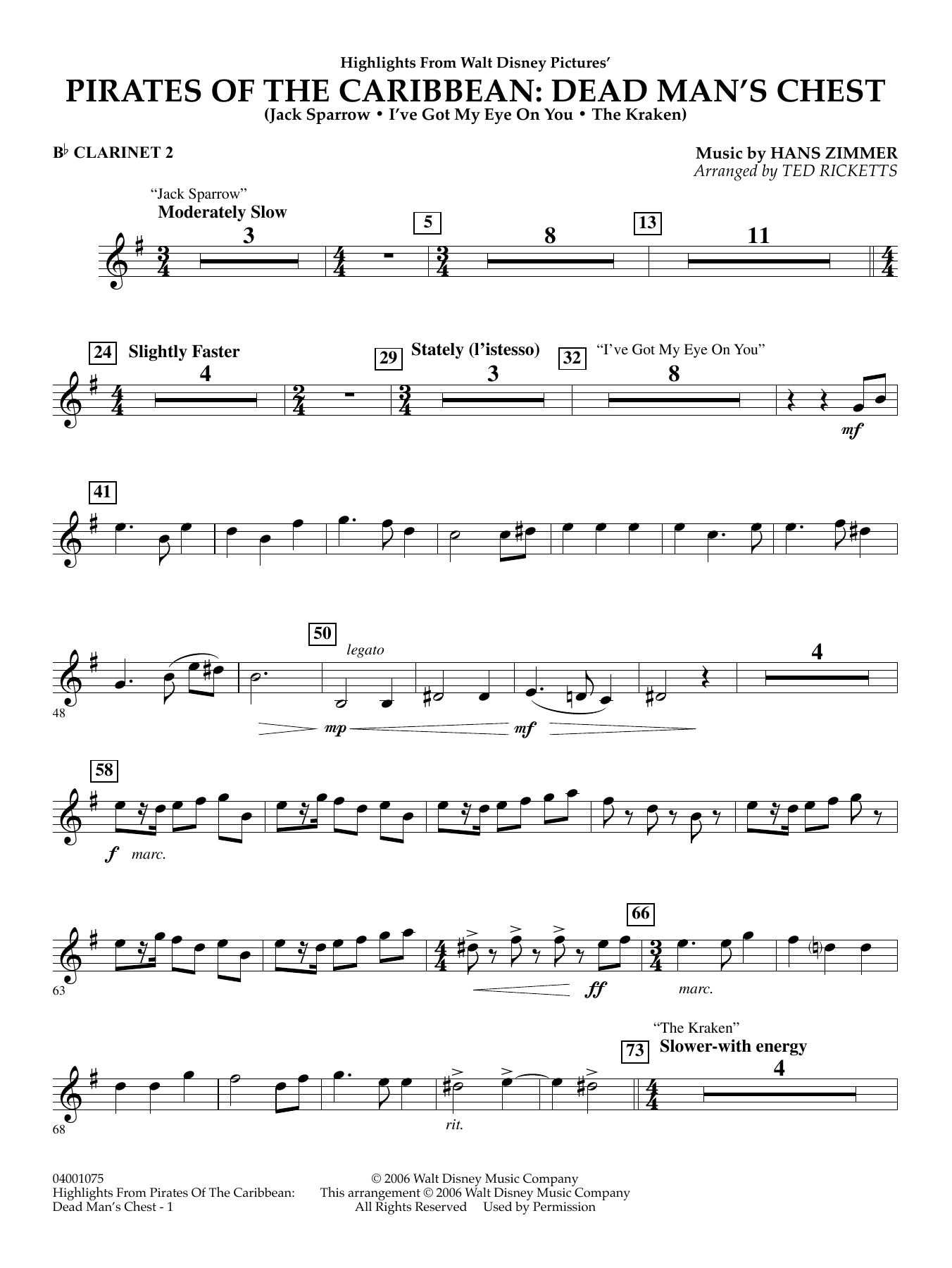 Highlights from Pirates Of The Caribbean: Dead Man's Chest - Bb Clarinet 2