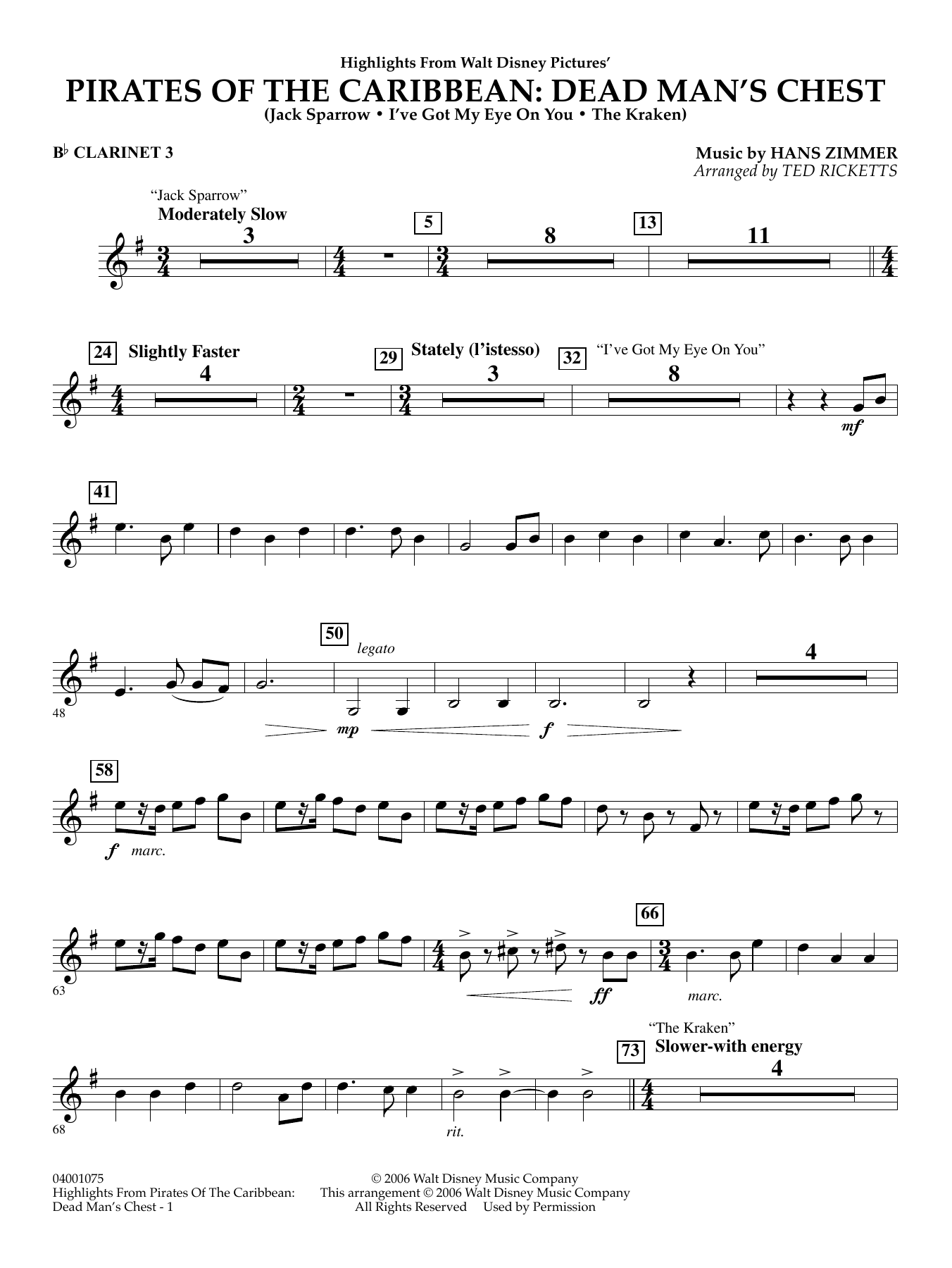 Highlights from Pirates Of The Caribbean: Dead Man's Chest - Bb Clarinet 3