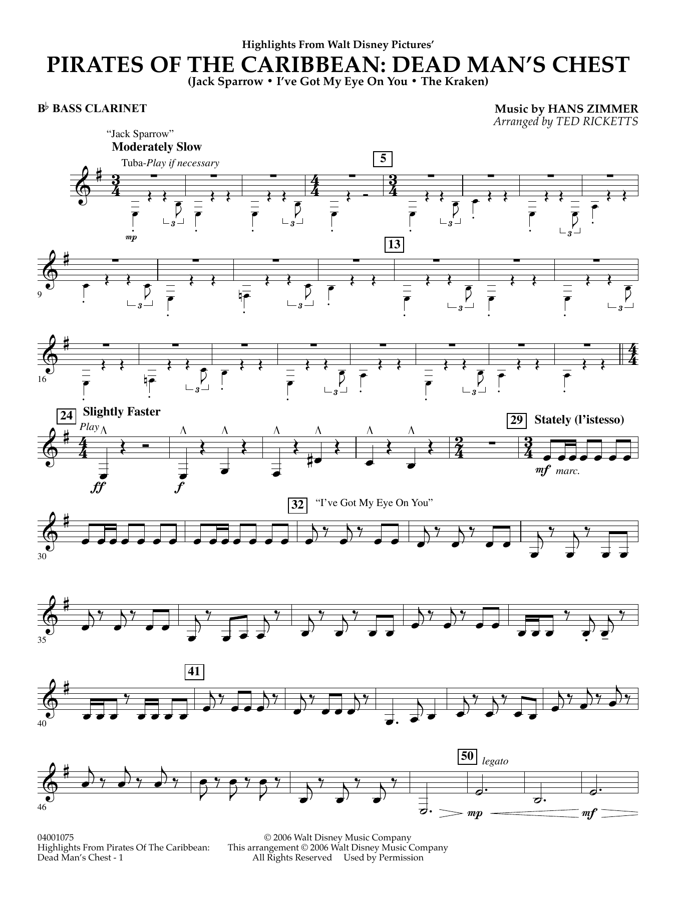 Highlights from Pirates Of The Caribbean: Dead Man's Chest - Bb Bass Clarinet