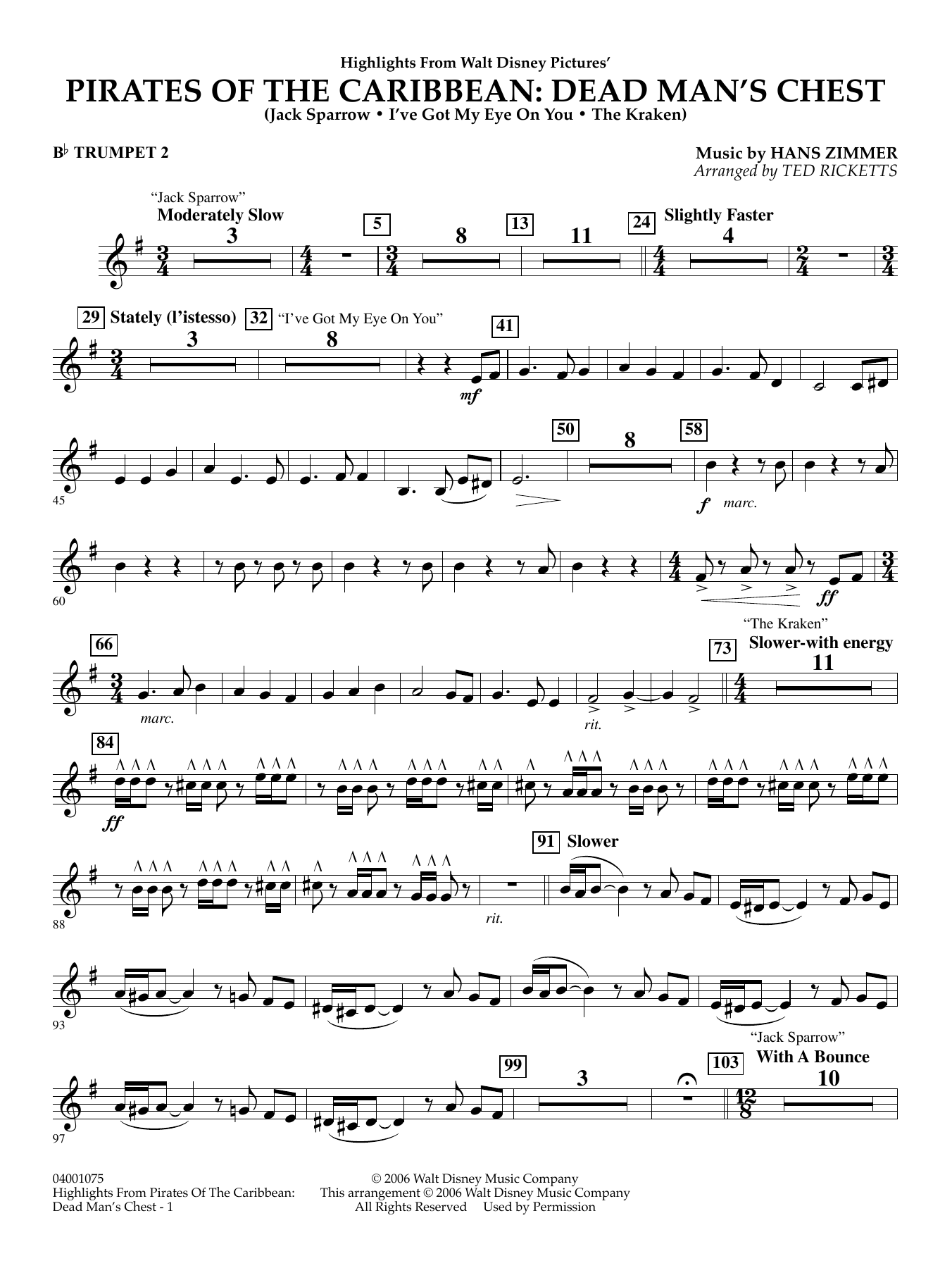 Highlights from Pirates Of The Caribbean: Dead Man's Chest - Bb Trumpet 2