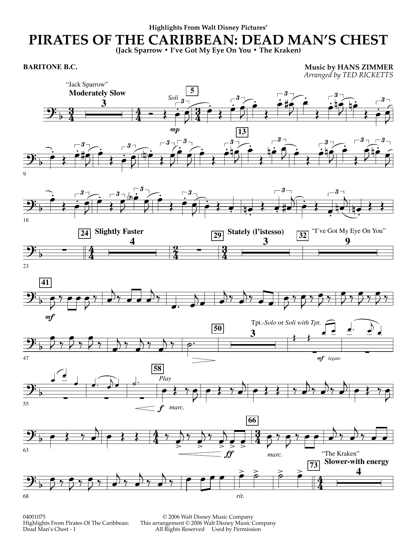 Highlights from Pirates Of The Caribbean: Dead Man's Chest - Baritone B.C.