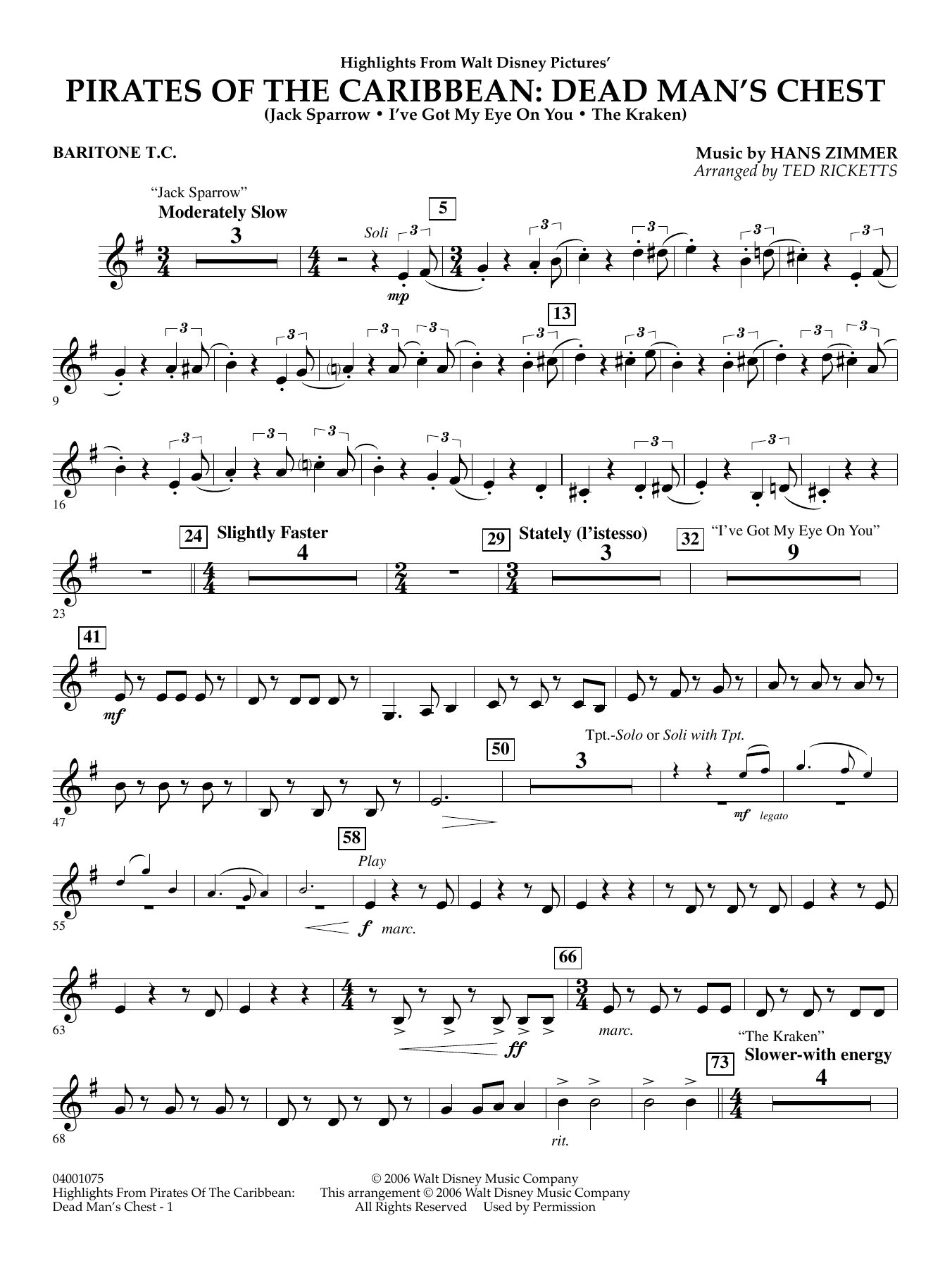 Highlights from Pirates Of The Caribbean: Dead Man's Chest - Baritone T.C.